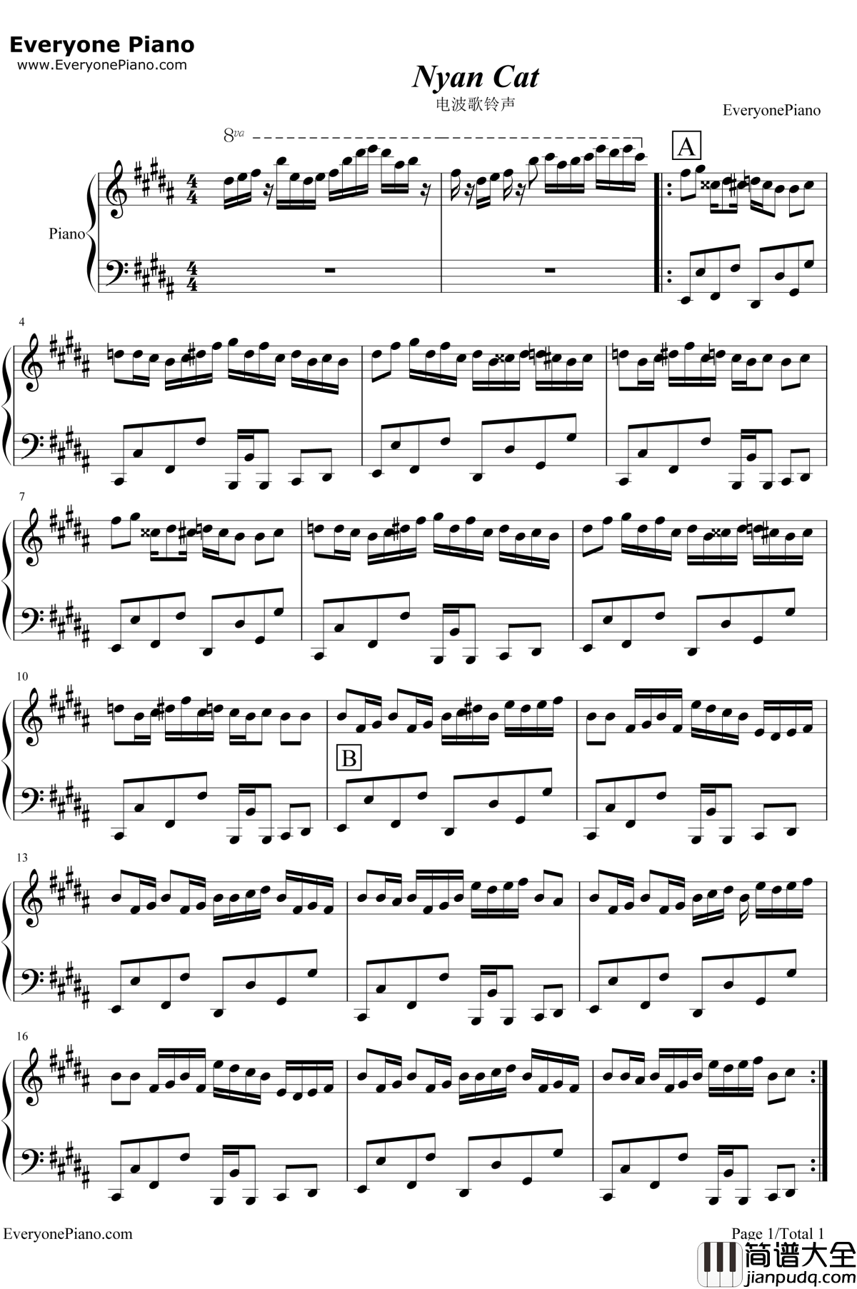 彩虹猫钢琴谱_Marc_Ellis