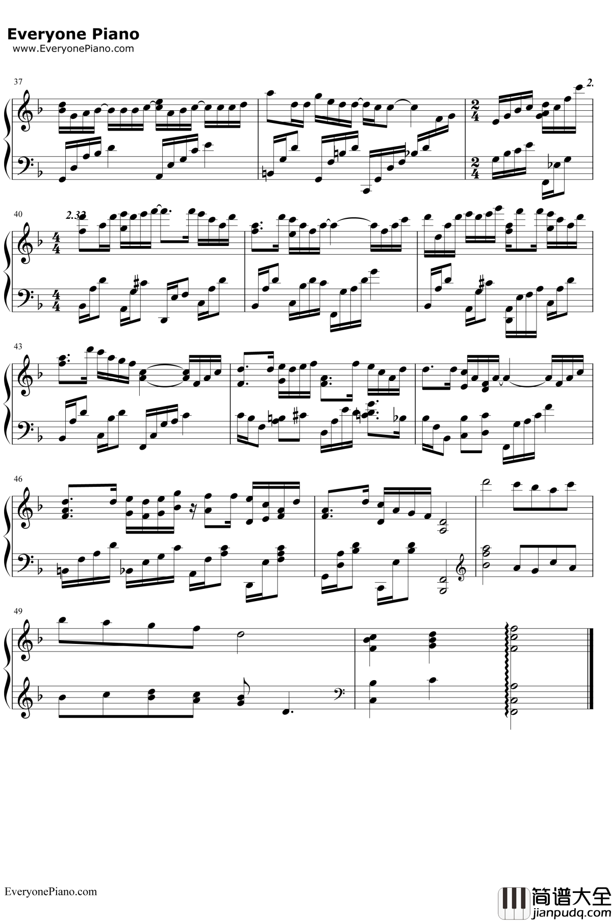 夜空的彼岸_钢琴谱_加羽沢美浓