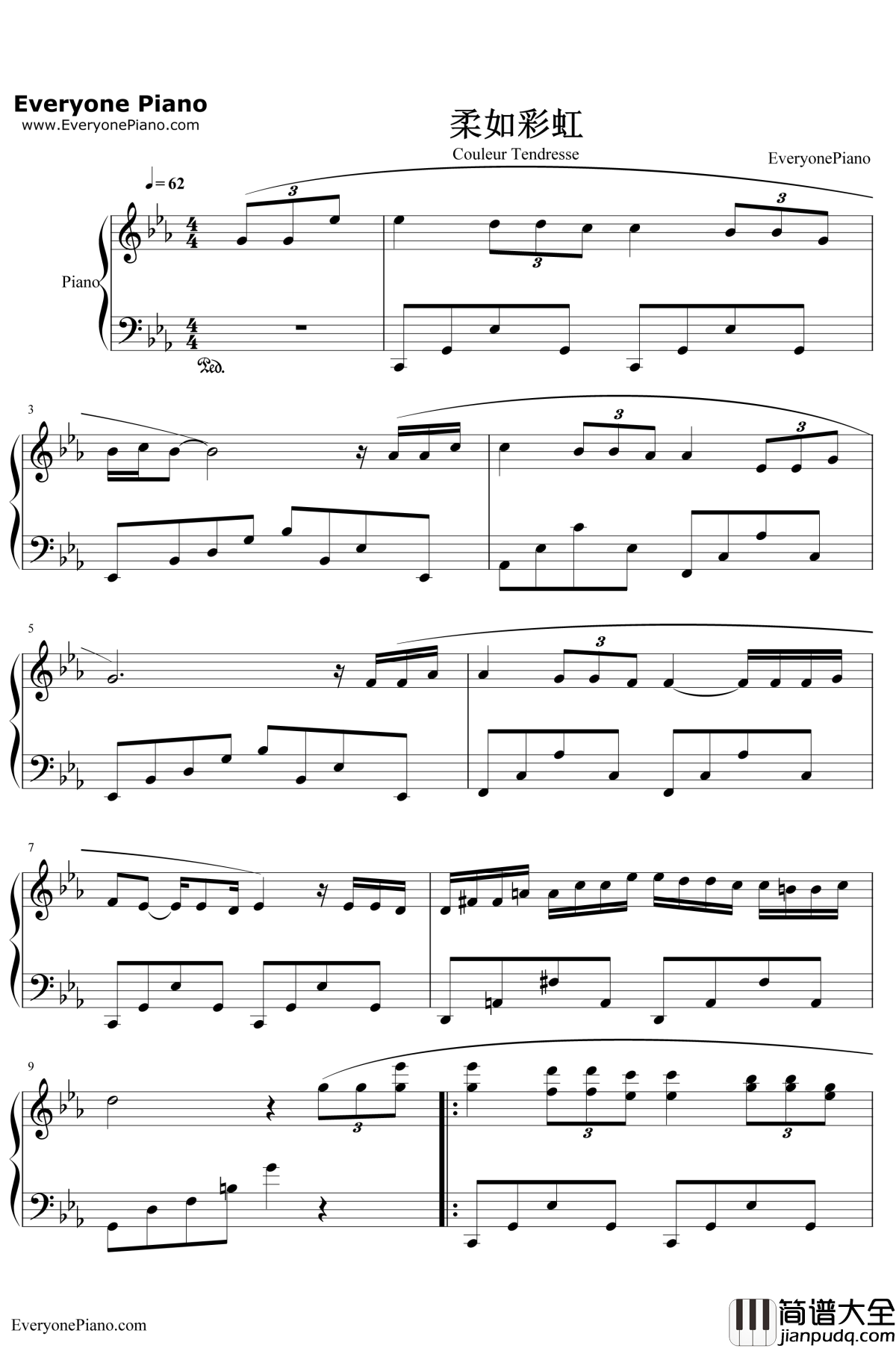 柔如彩虹钢琴谱_理查德.克莱德曼RichardClayderman_CouleurTendresse