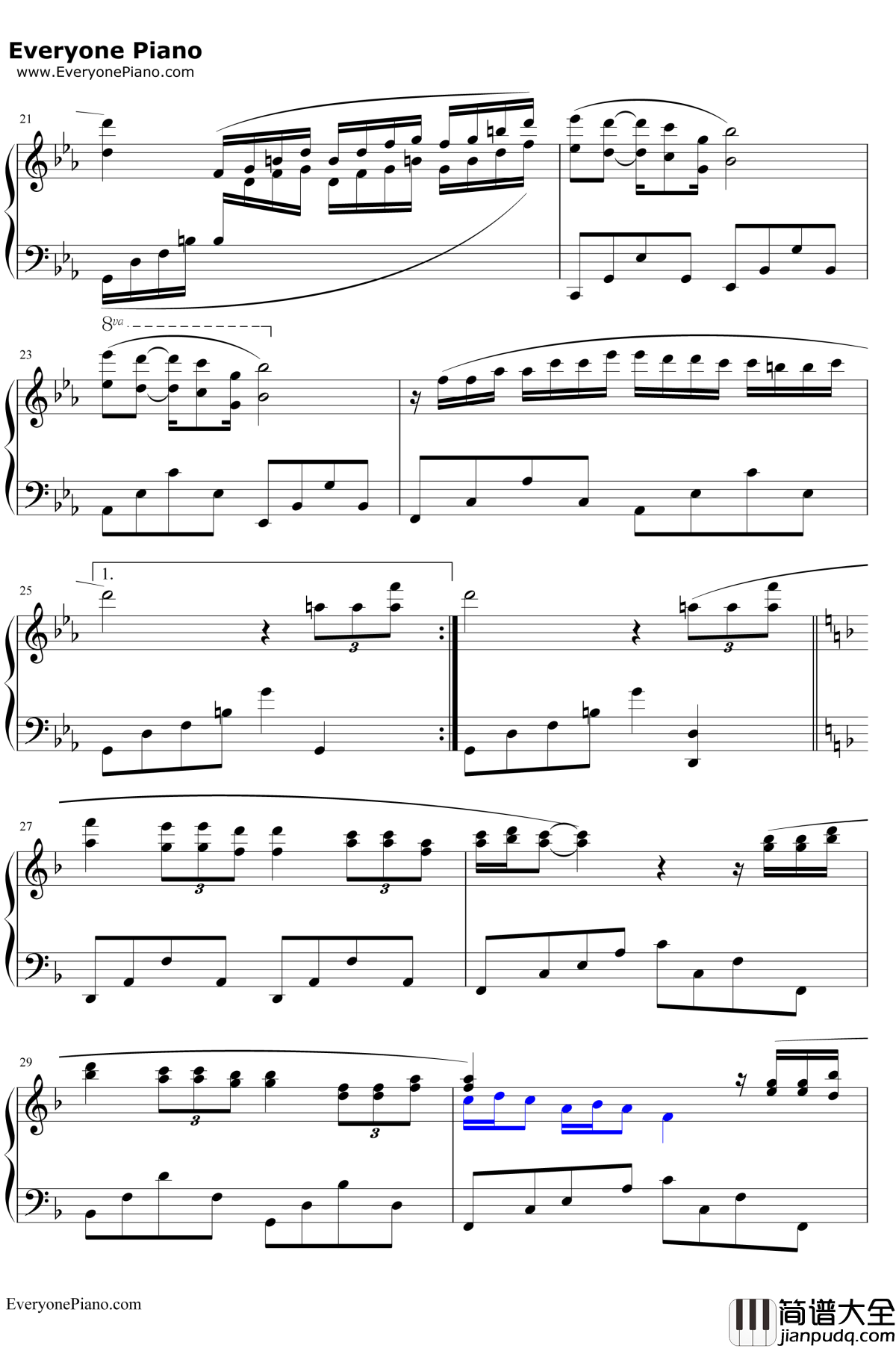 柔如彩虹钢琴谱_理查德.克莱德曼RichardClayderman_CouleurTendresse