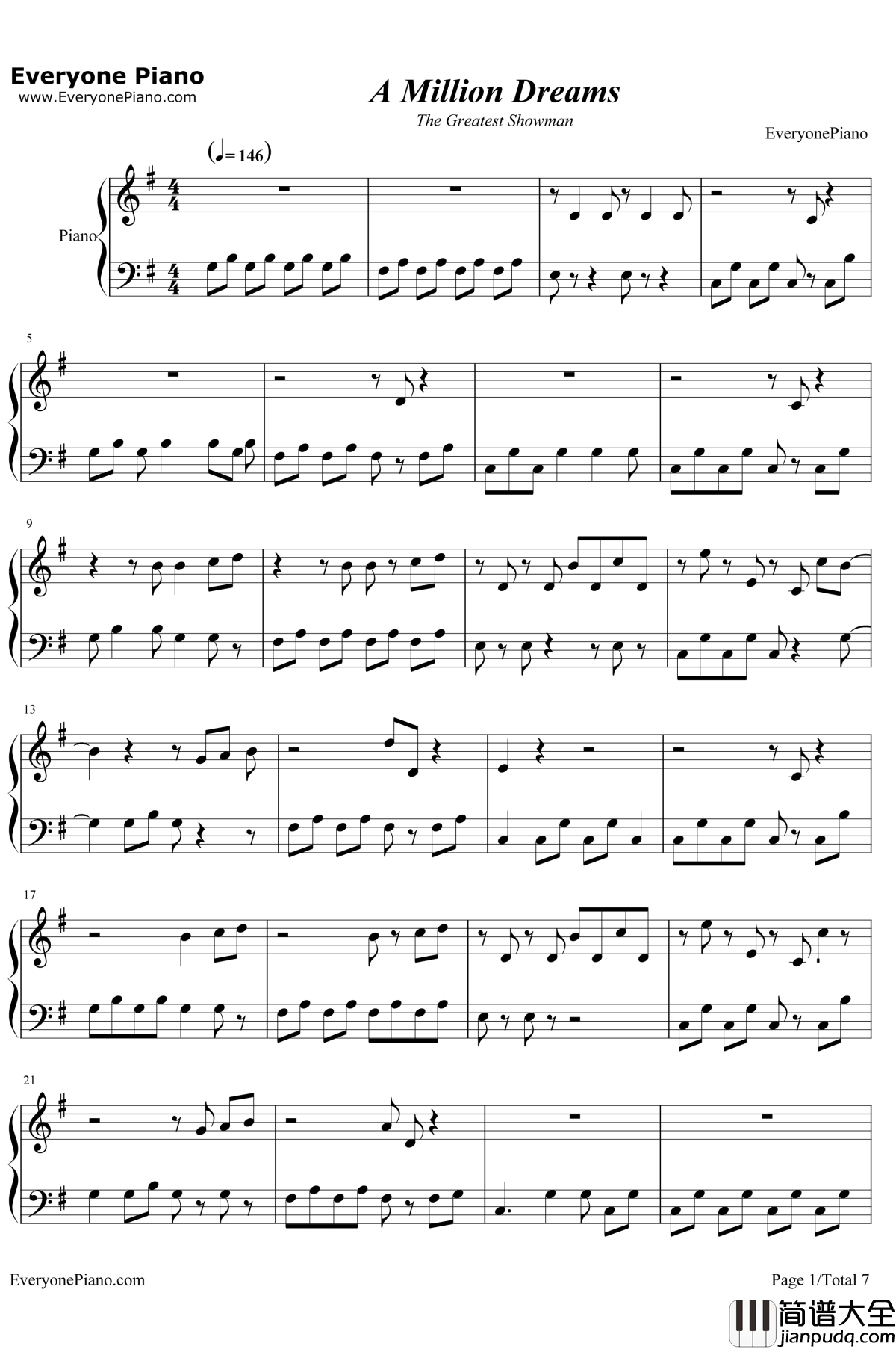 A_Million_Dreams钢琴谱_Pasek_and_Paul