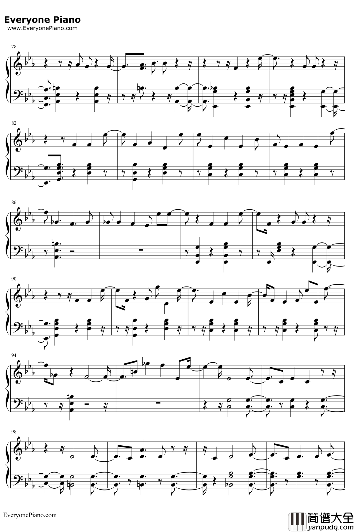 Universe钢琴谱_EXO