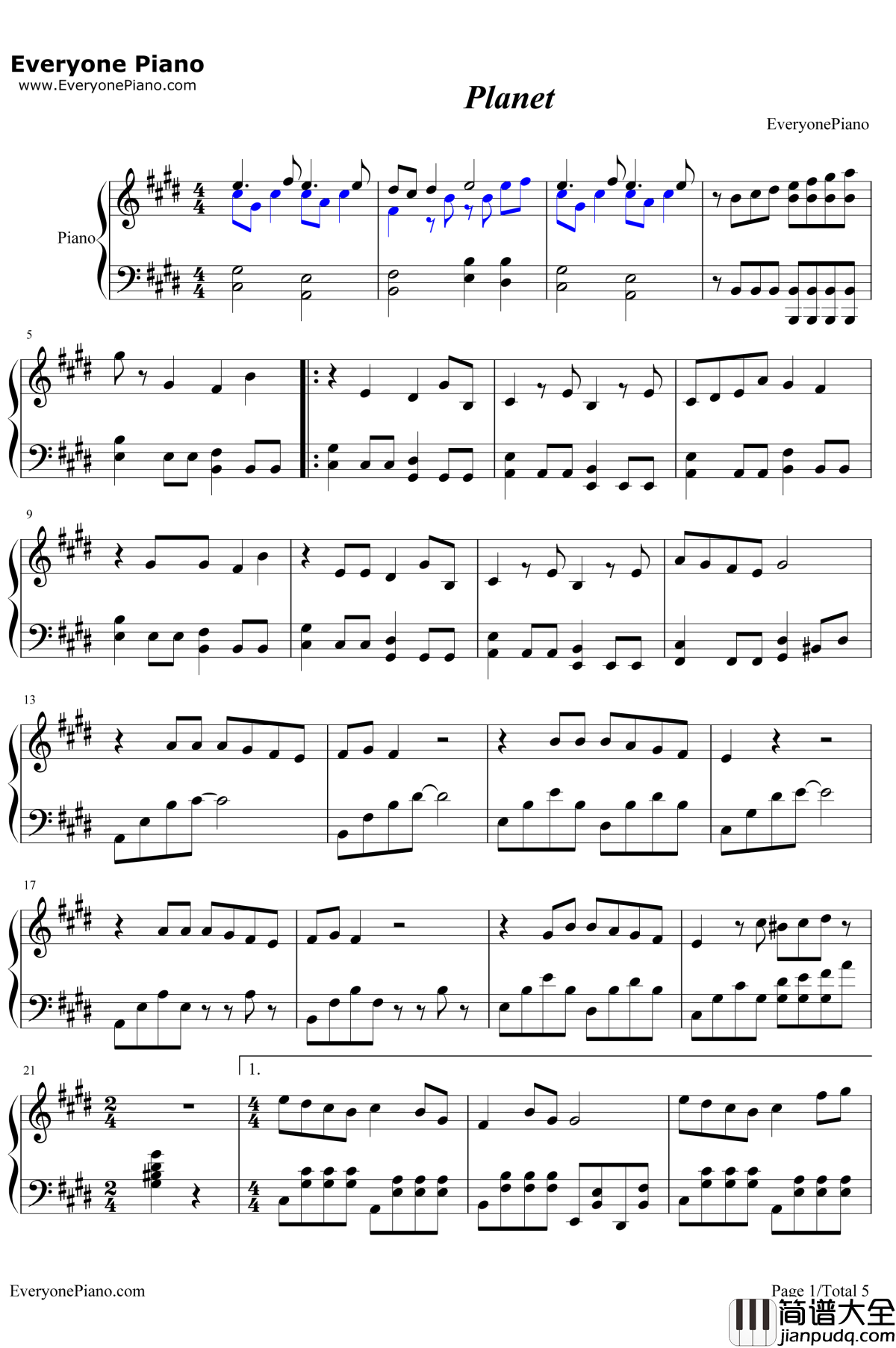 PLANET_钢琴谱_ラムジ