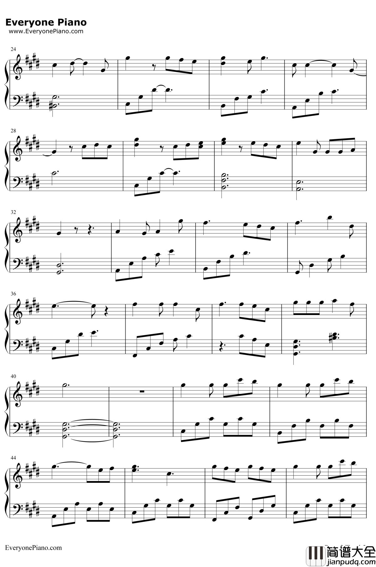 水形物语钢琴谱_周深