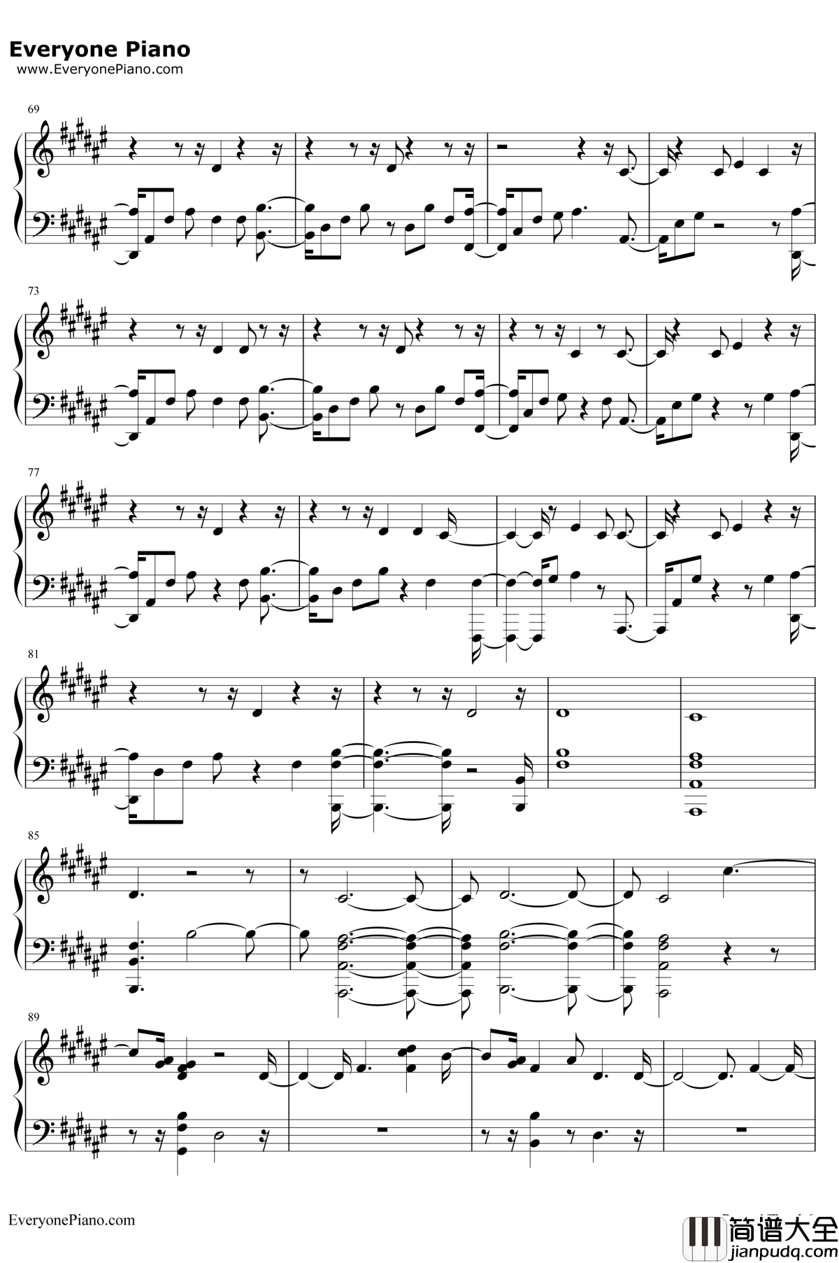 Homesick钢琴谱_Dua_Lipa