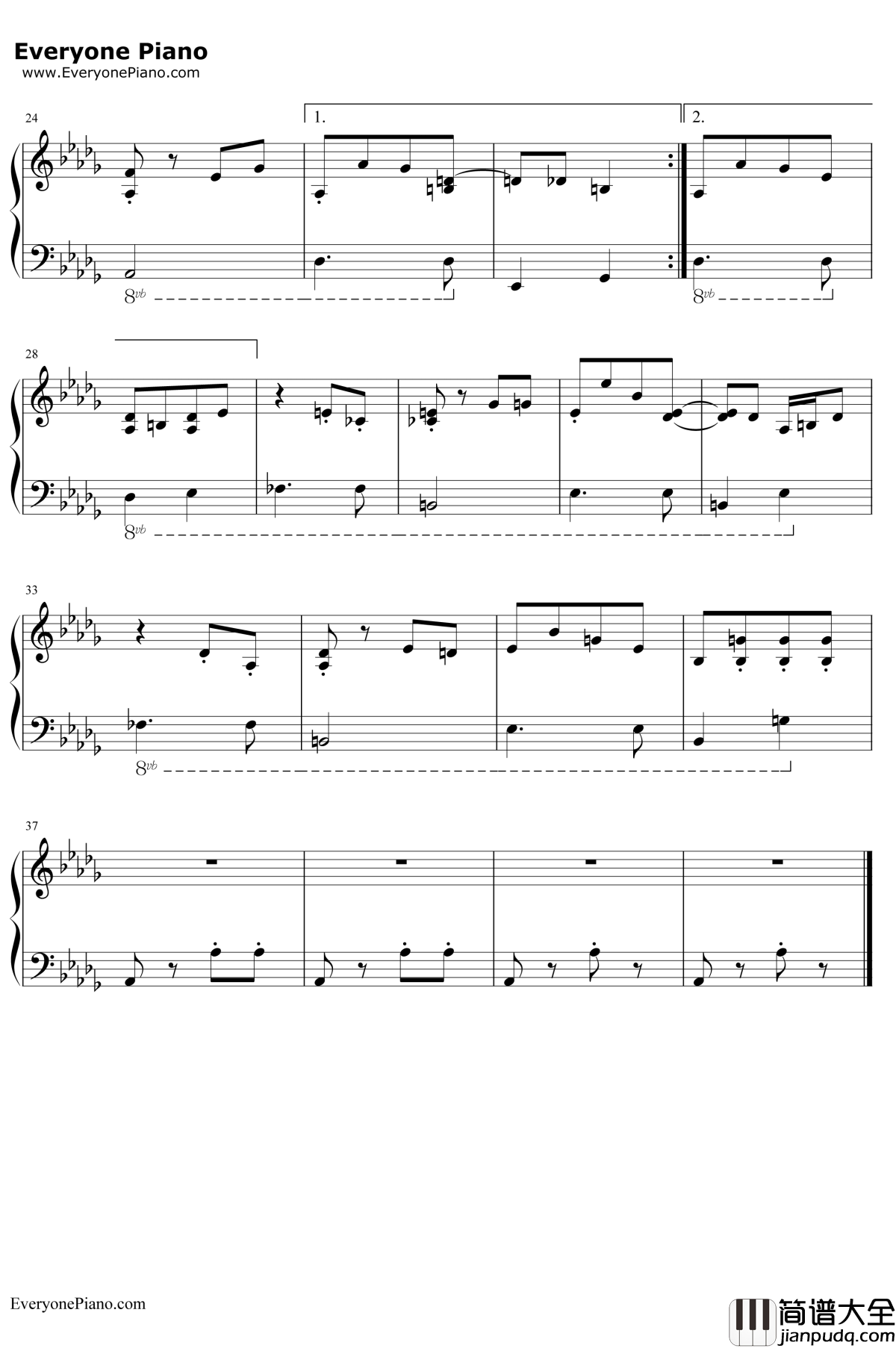 sans钢琴谱_Toby_Fox