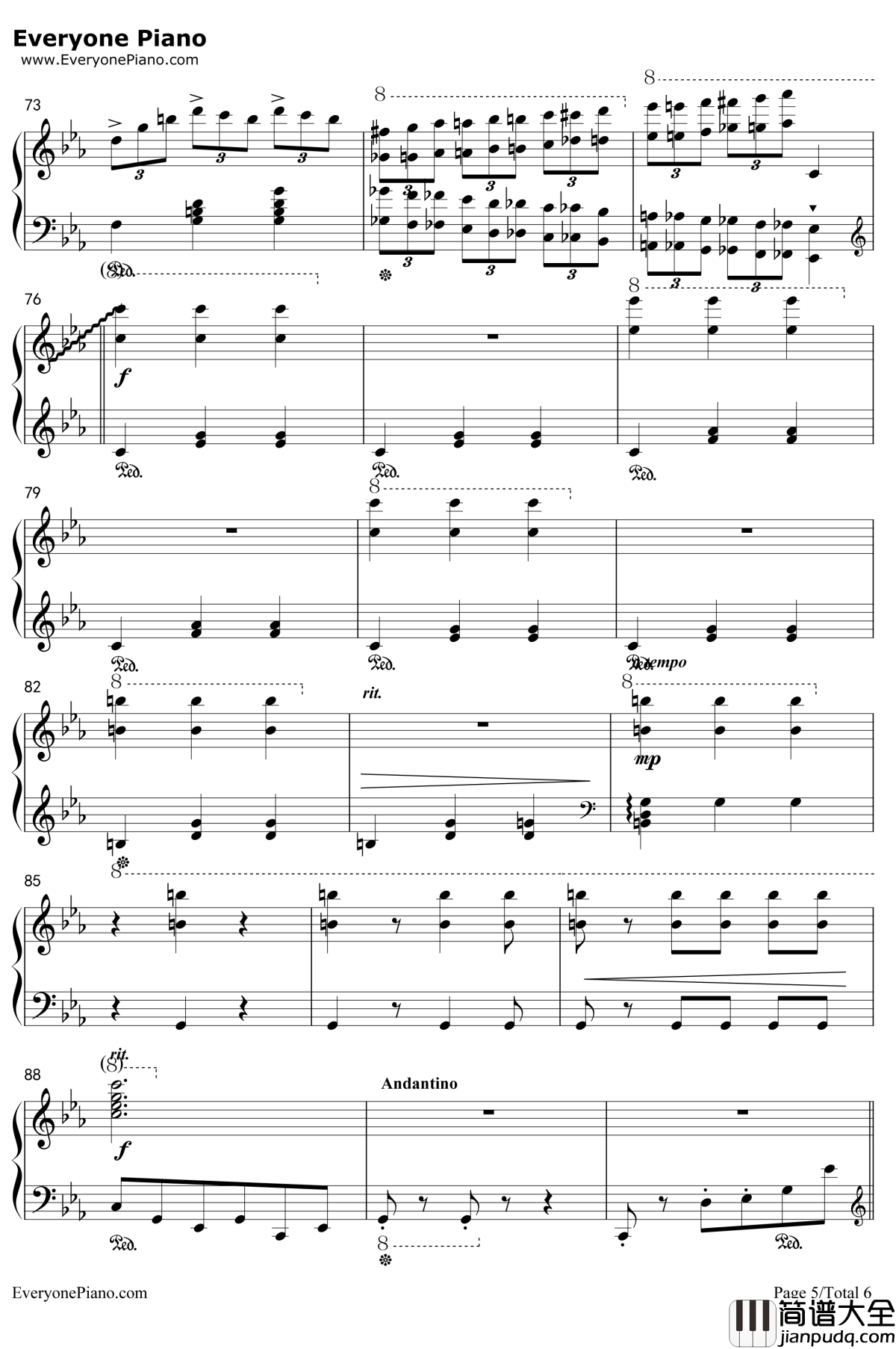 钟楼上的华尔兹钢琴谱