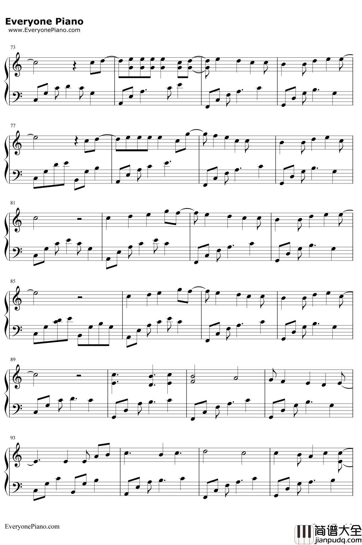 为了你钢琴谱_EXO_步步惊心丽OST