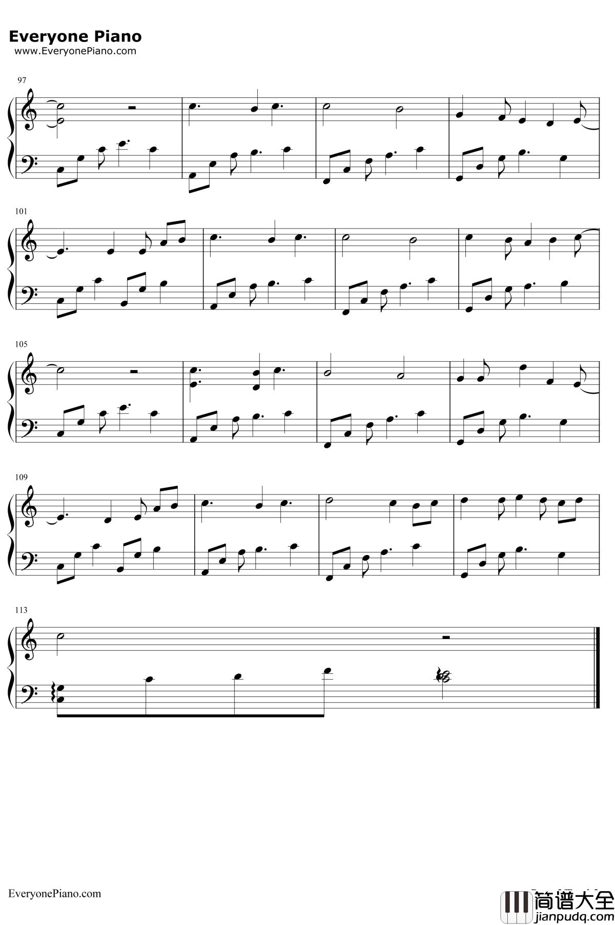 为了你钢琴谱_EXO_步步惊心丽OST