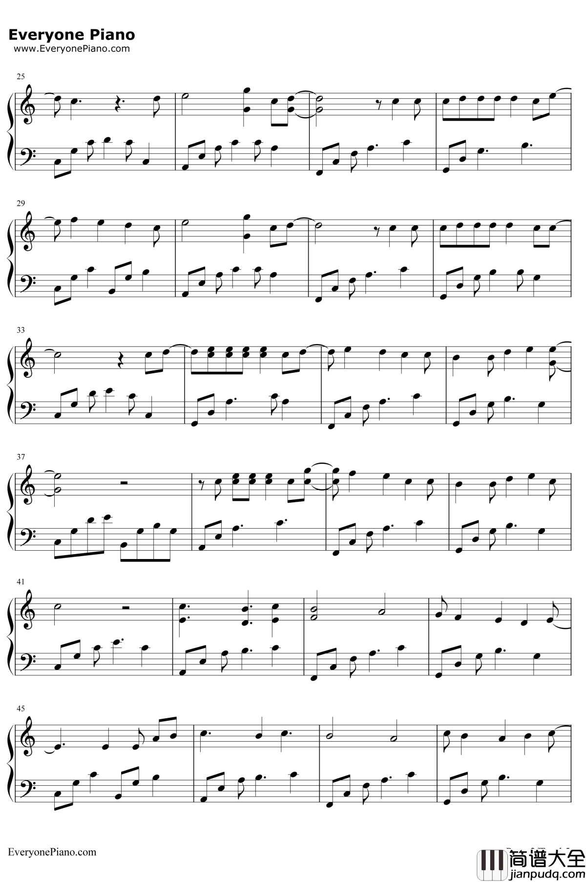 为了你钢琴谱_EXO_步步惊心丽OST