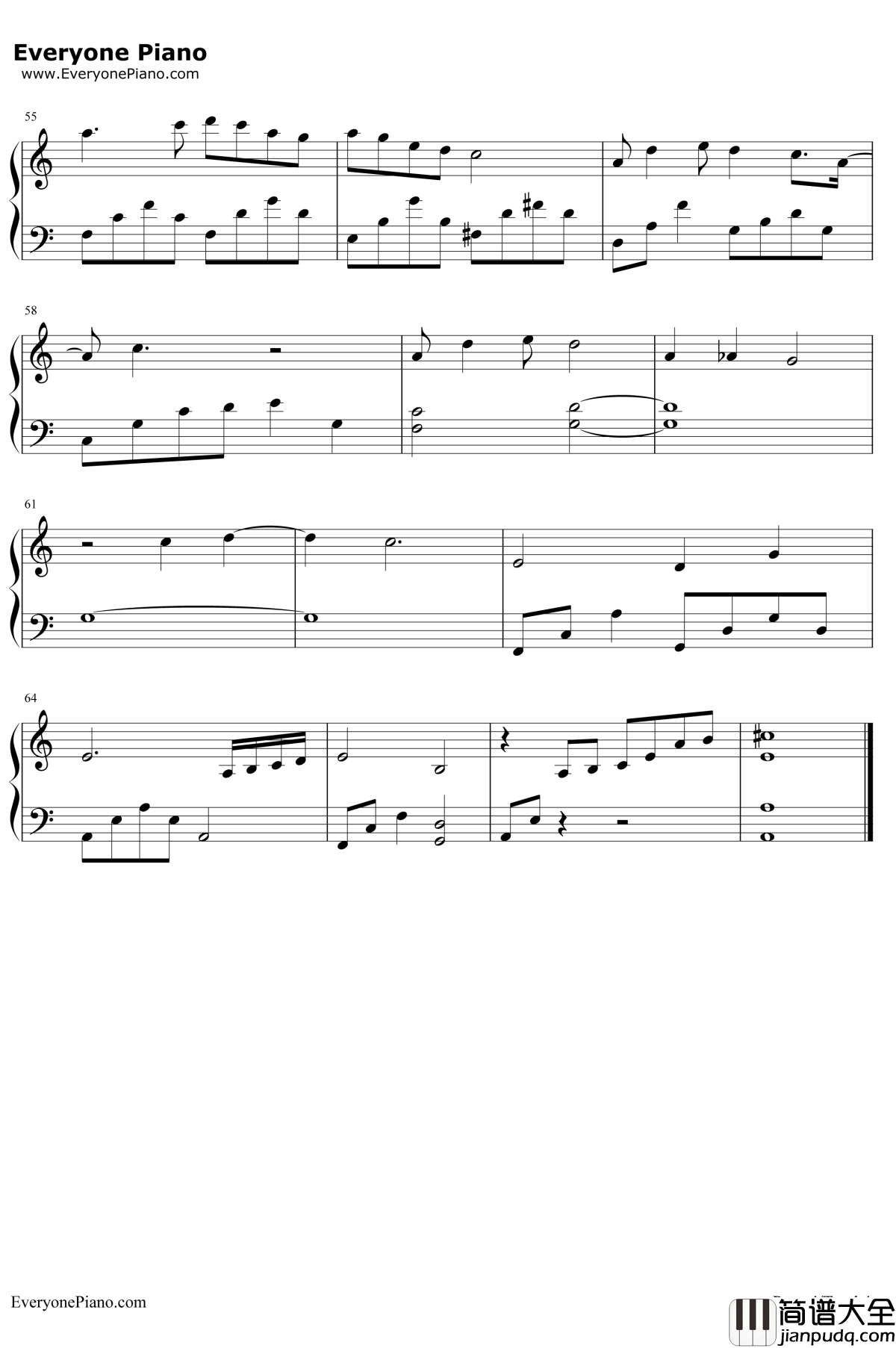 听雪钢琴谱_张碧晨_烈火如歌插曲