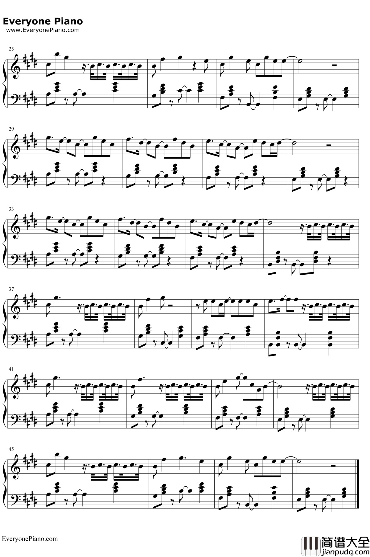 空空如也钢琴谱_胡66