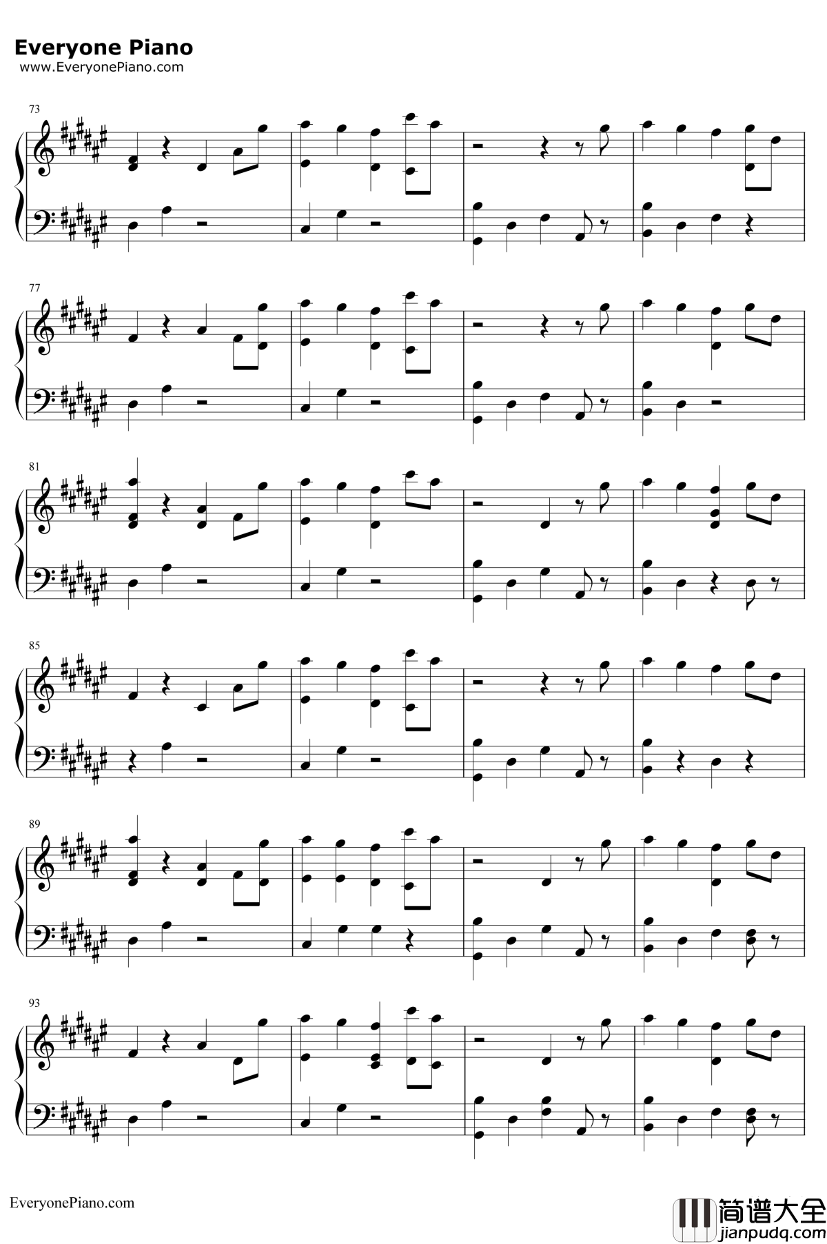 Everyday钢琴谱_Marshmello_/_Logic