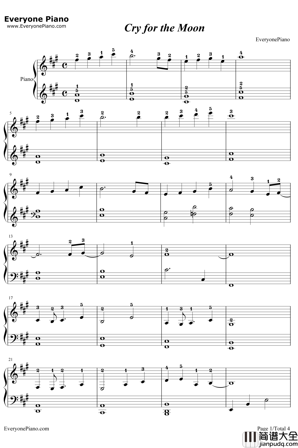 Cry_For_The_Moon钢琴谱_Epica