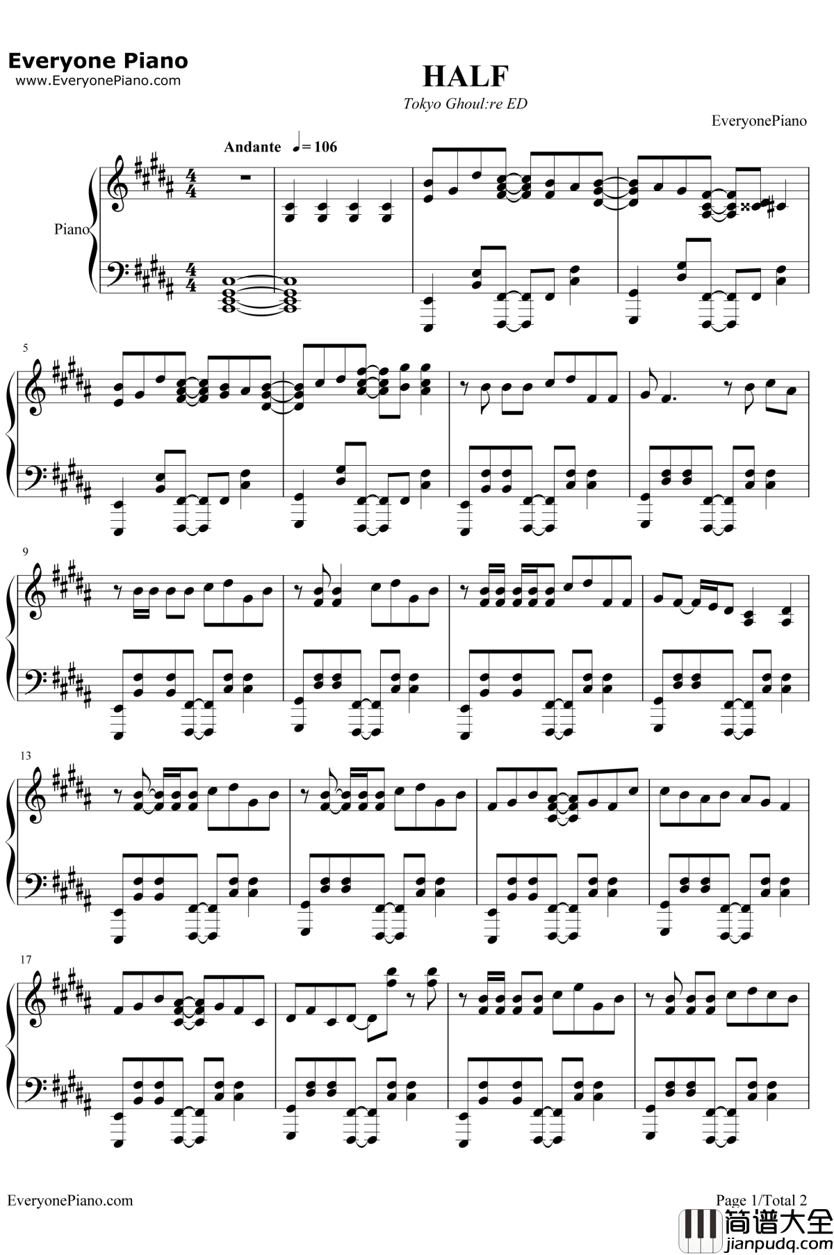 HALF钢琴谱_女王蜂