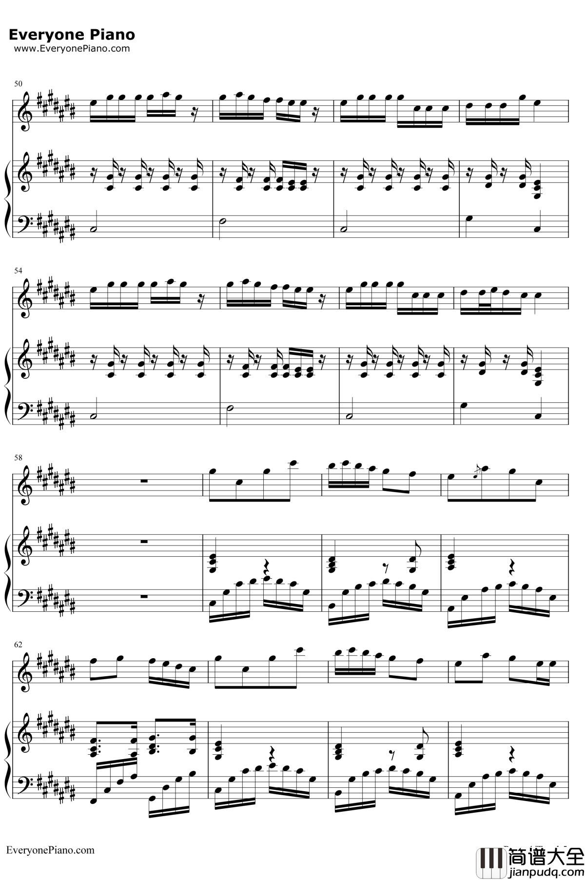 香水百合钢琴谱_张韶涵