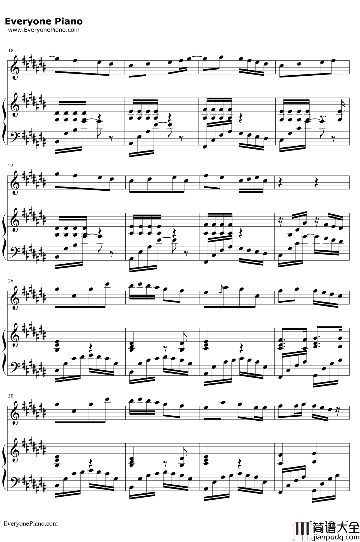 香水百合钢琴谱_张韶涵