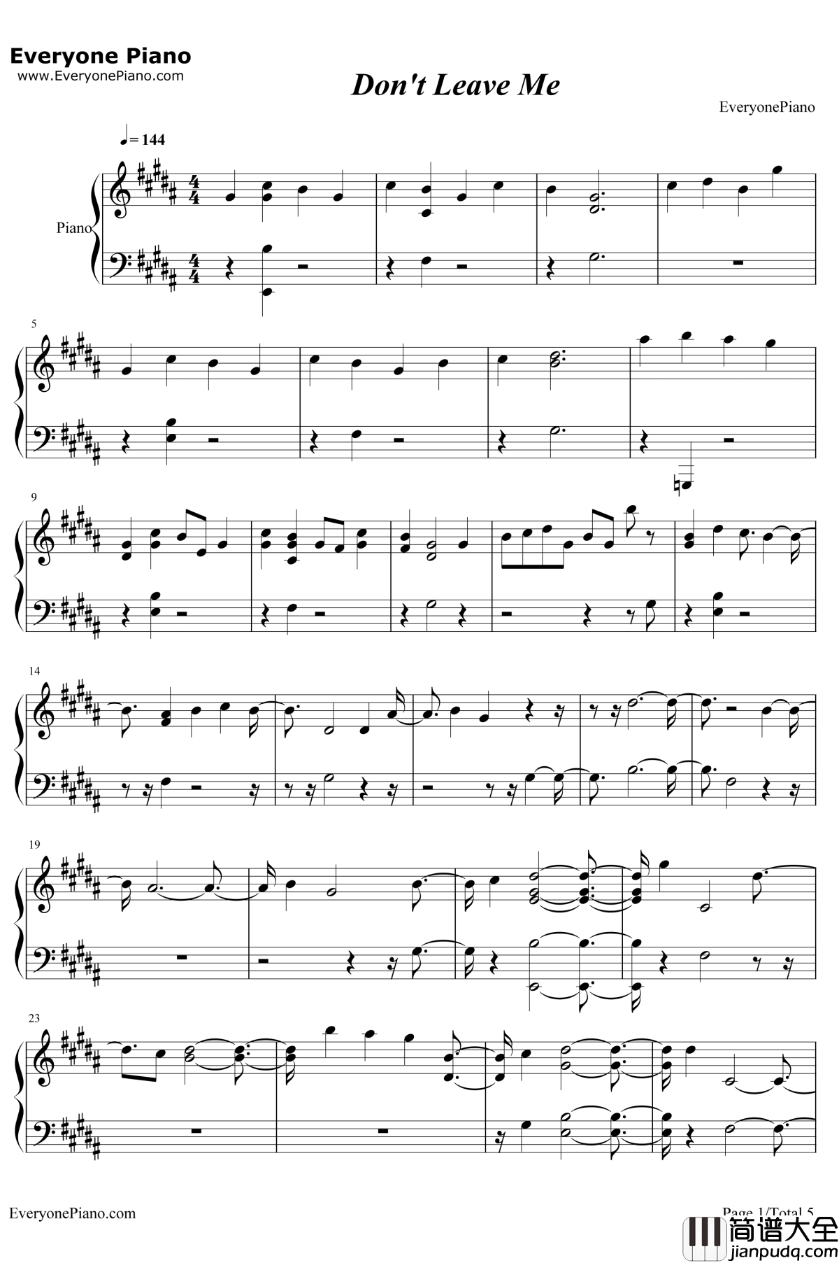 Don't_Leave_Me钢琴谱_防弹少年团