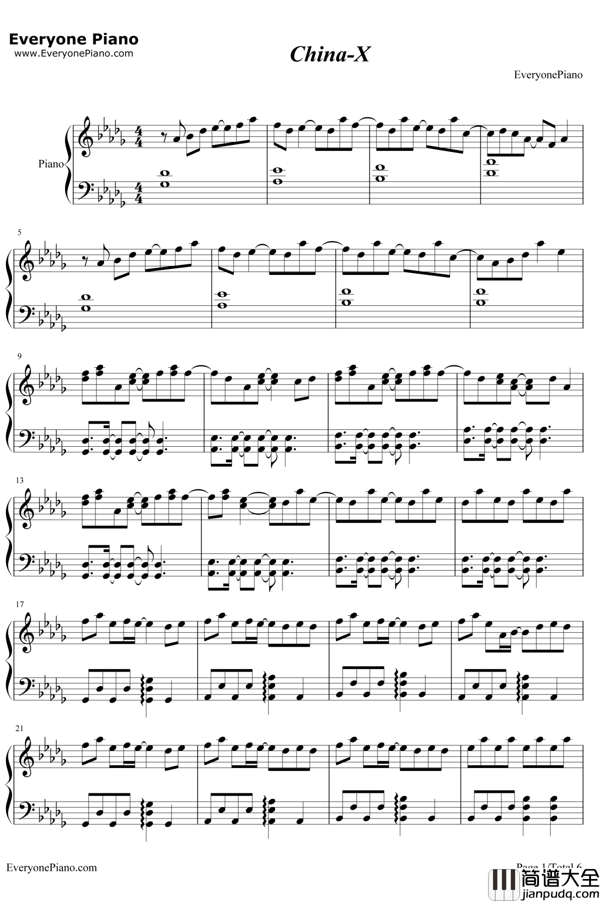 China钢琴谱_徐梦圆