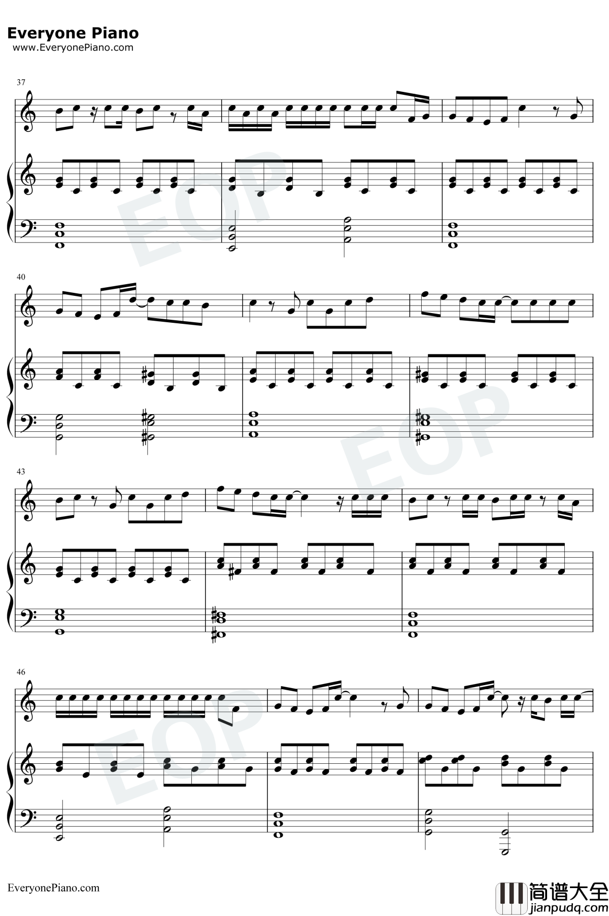 花钢琴谱_片寄凉太/数原龙友