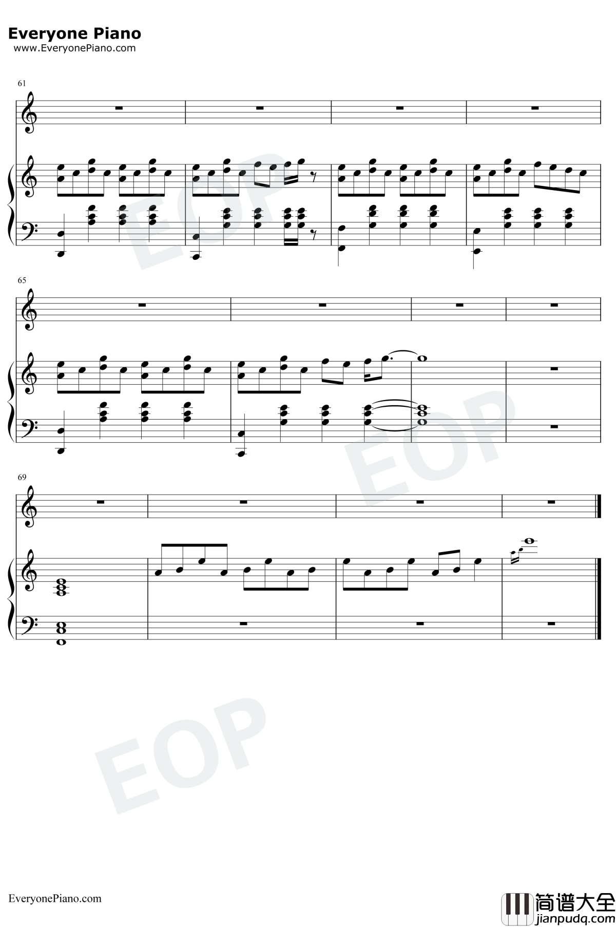 花钢琴谱_片寄凉太/数原龙友