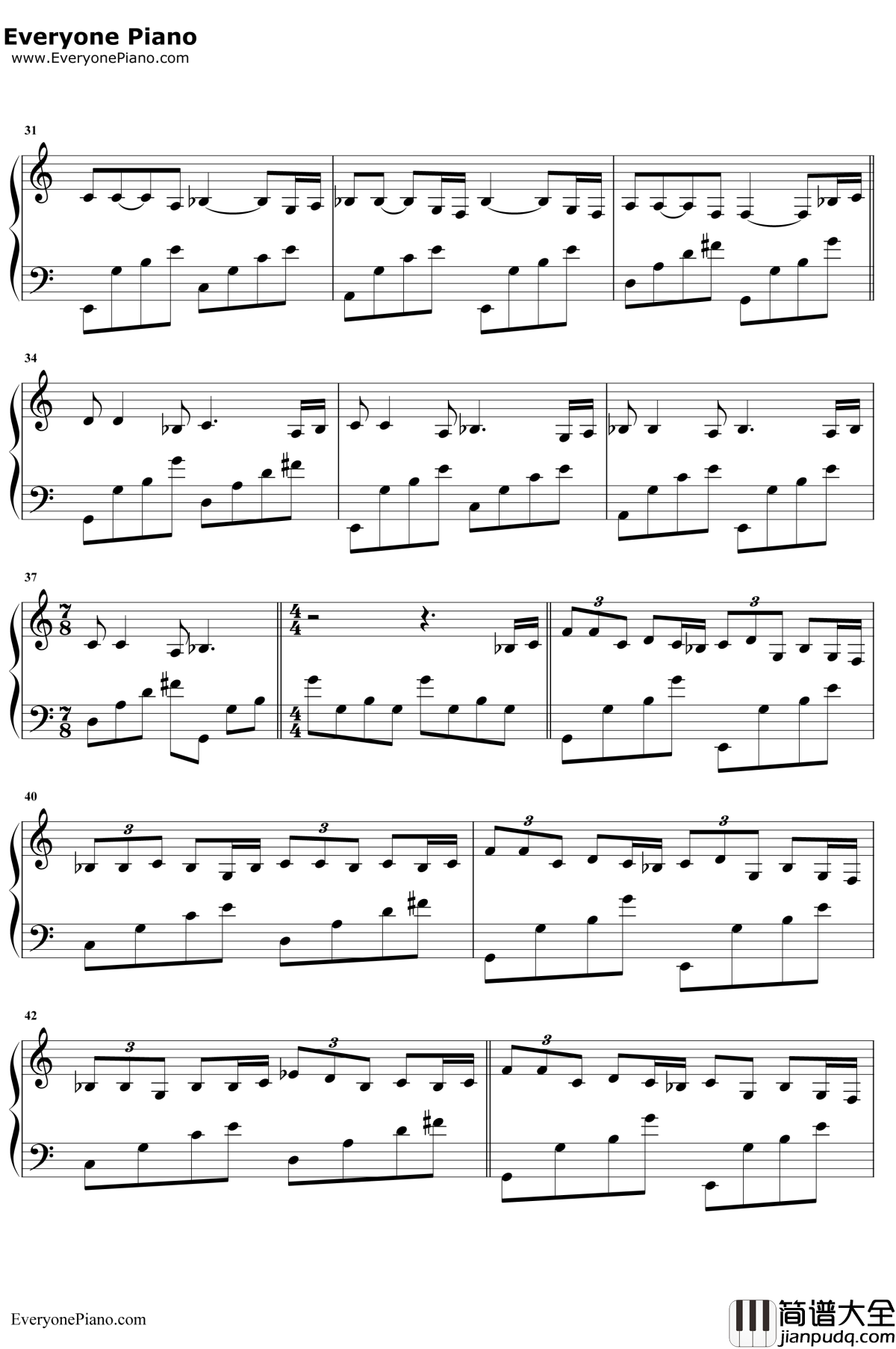 七月上_钢琴谱_Jam