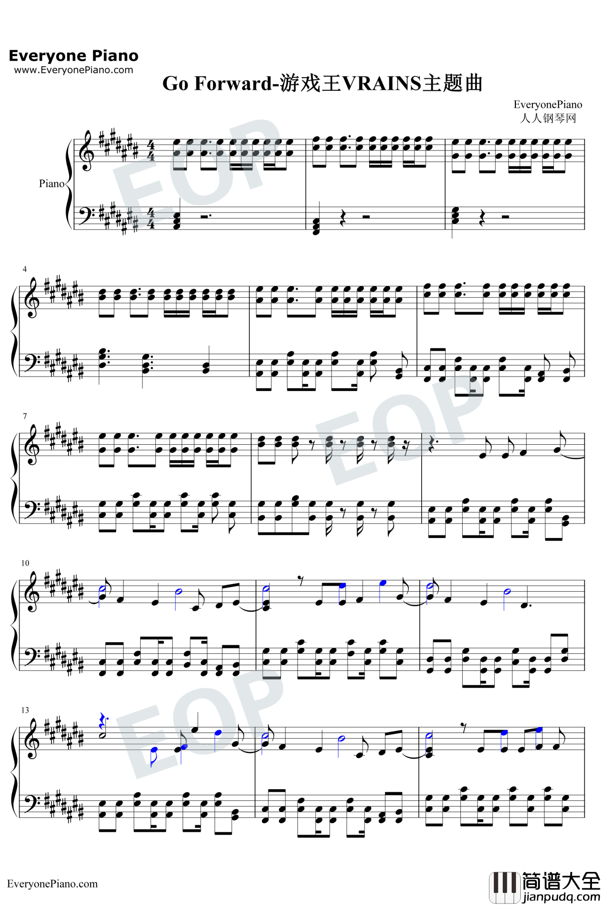 go_forward钢琴谱_KIMERU