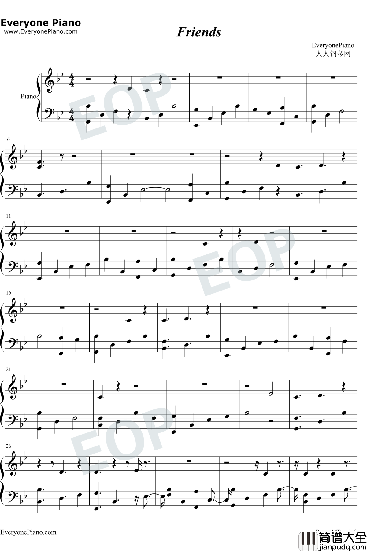 Friends钢琴谱_Marshmello_/_Anne_Marie