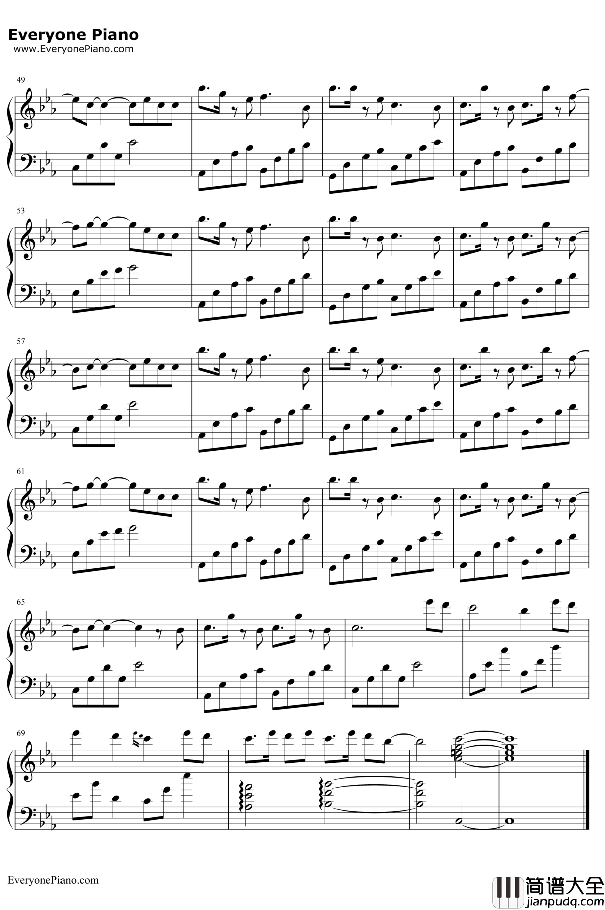 离人愁钢琴谱_李袁杰