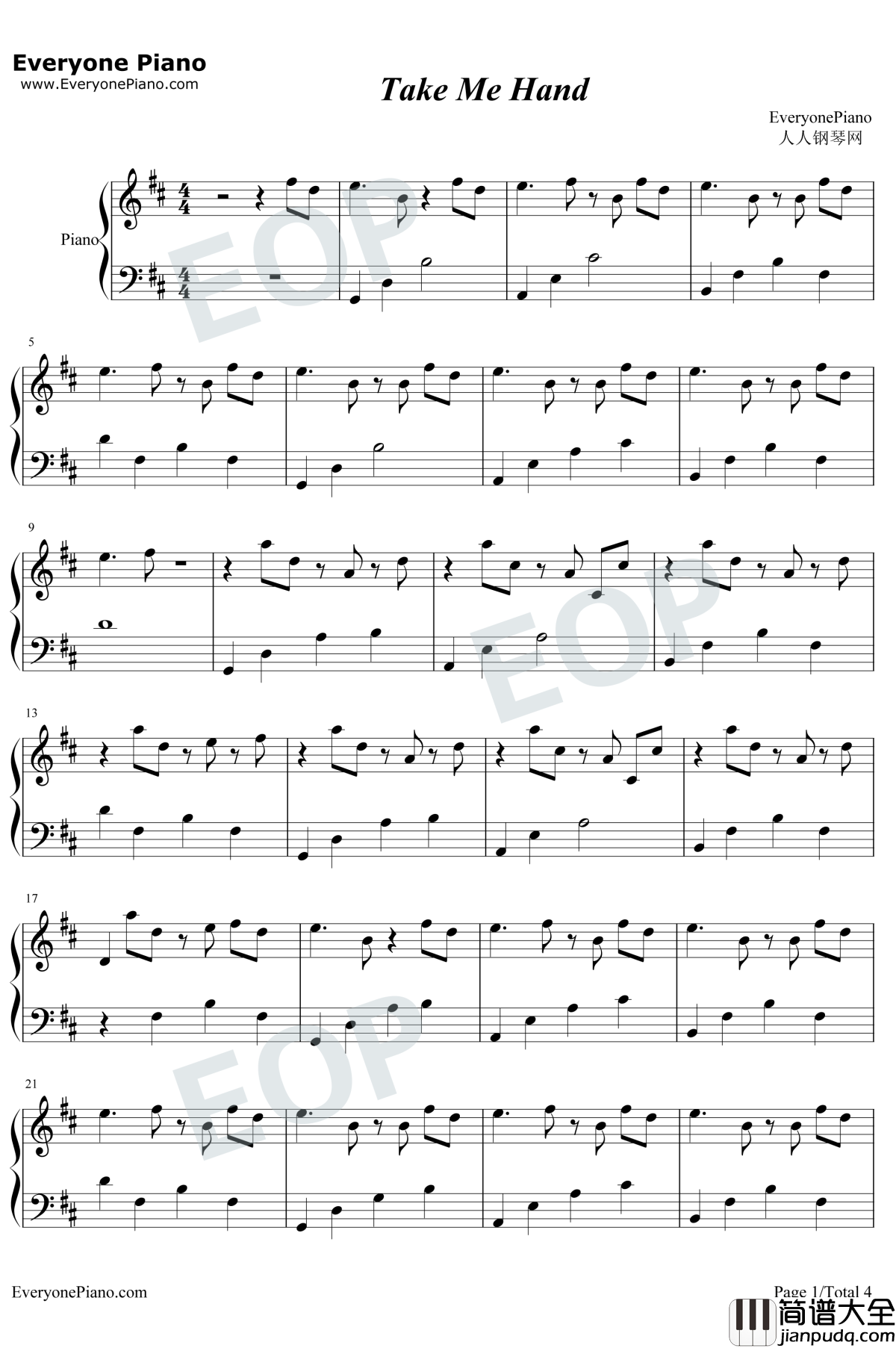 Take_Me_Hand钢琴谱_CecileCorbel