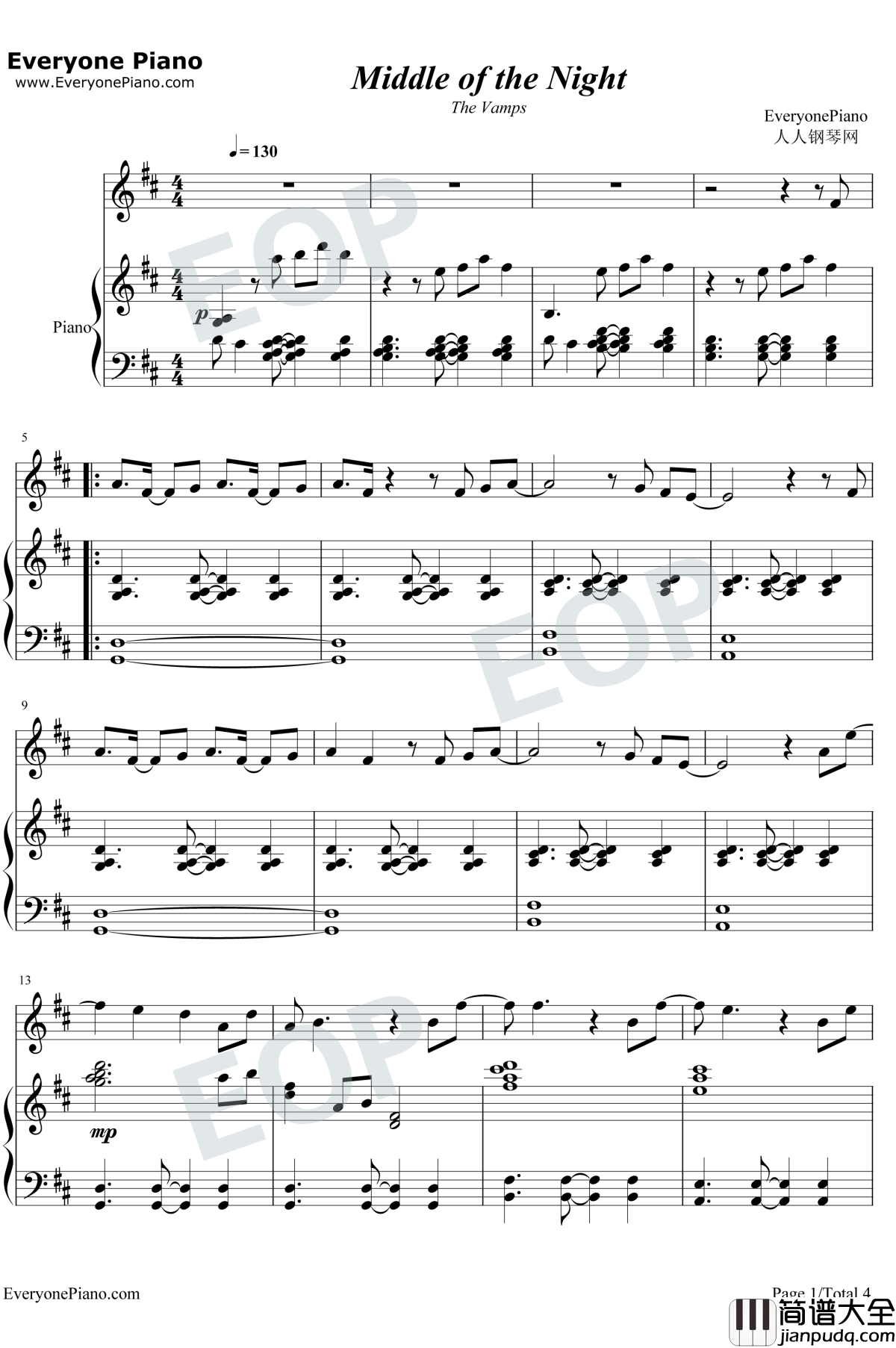 Middle_of_the_Night钢琴谱_The_Vamps_/_Martin_Jensen