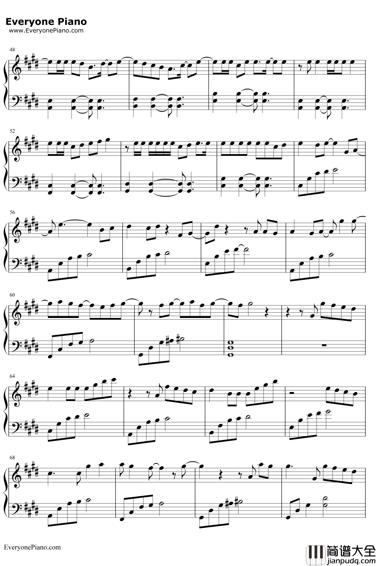 不仅仅是喜欢钢琴谱_萧全/孙语赛