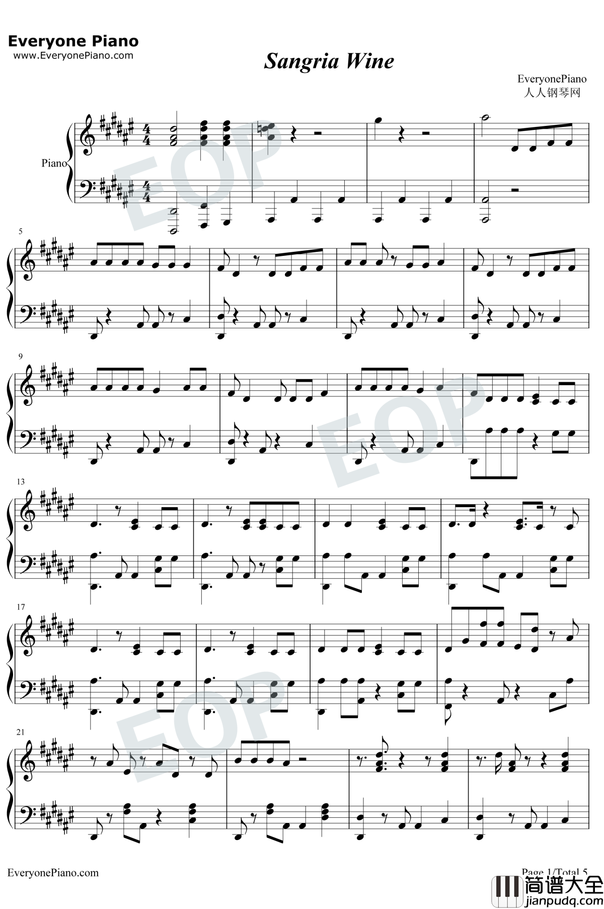 Sangria_Wine钢琴谱_Pharrell_Williams_/_Camila_Cabello