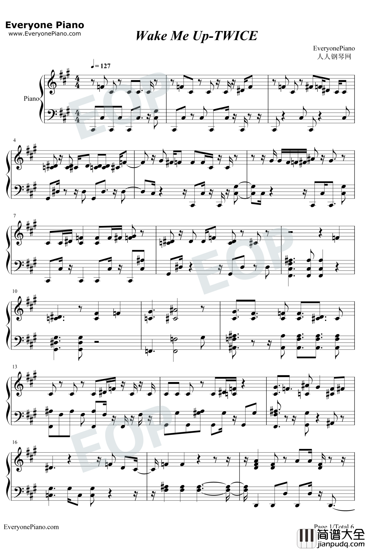 Wake_Me_Up钢琴谱_TWICE