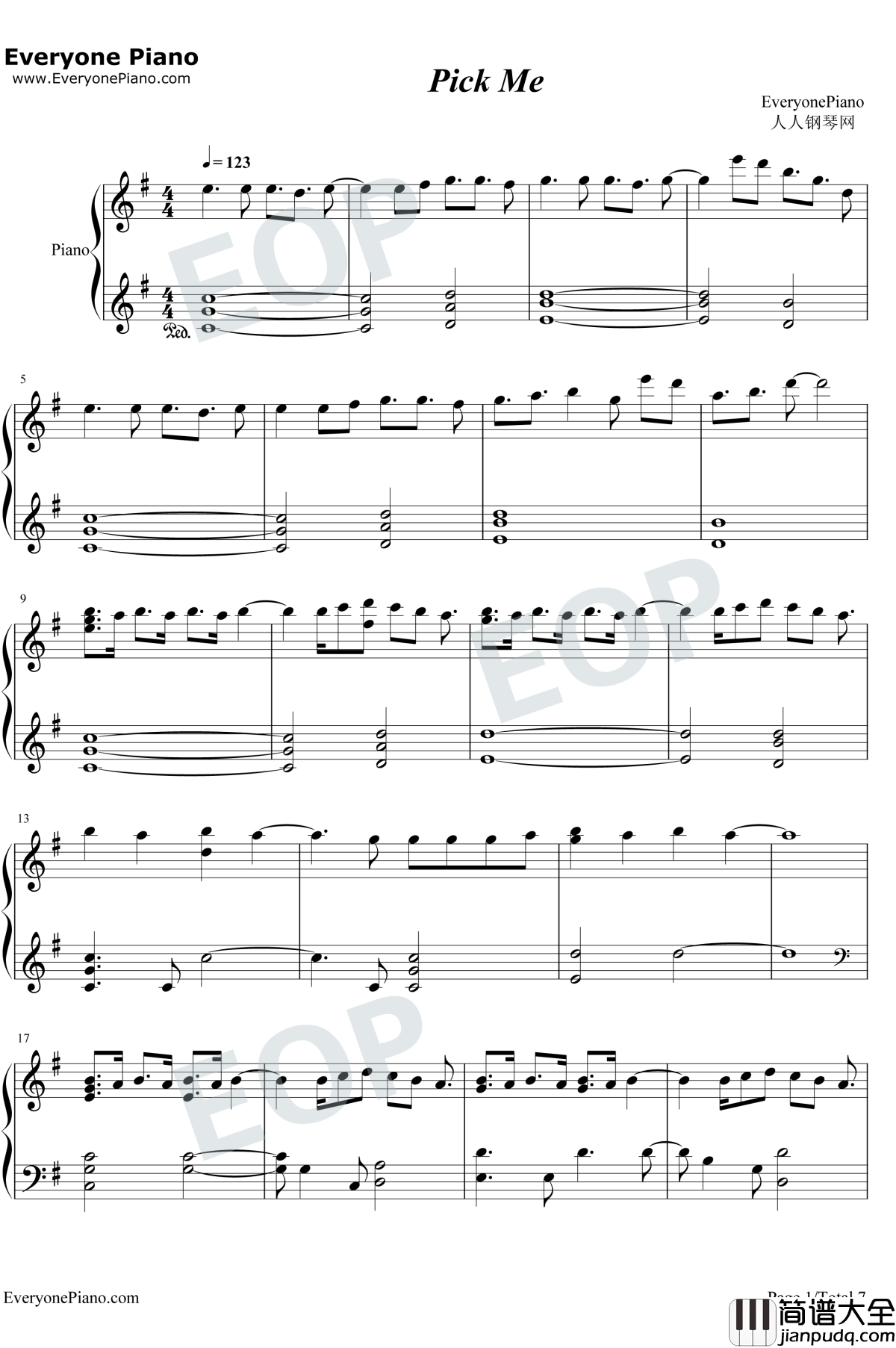 Pick_Me钢琴谱_CJ_E&M