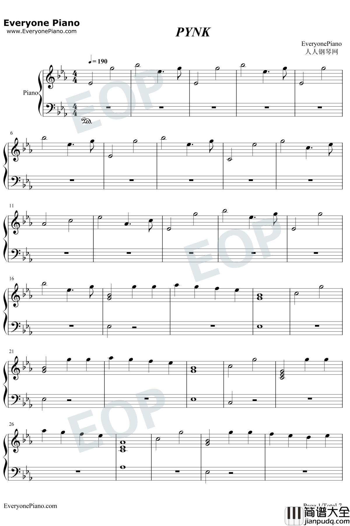 PYNK钢琴谱_Janelle_Monae