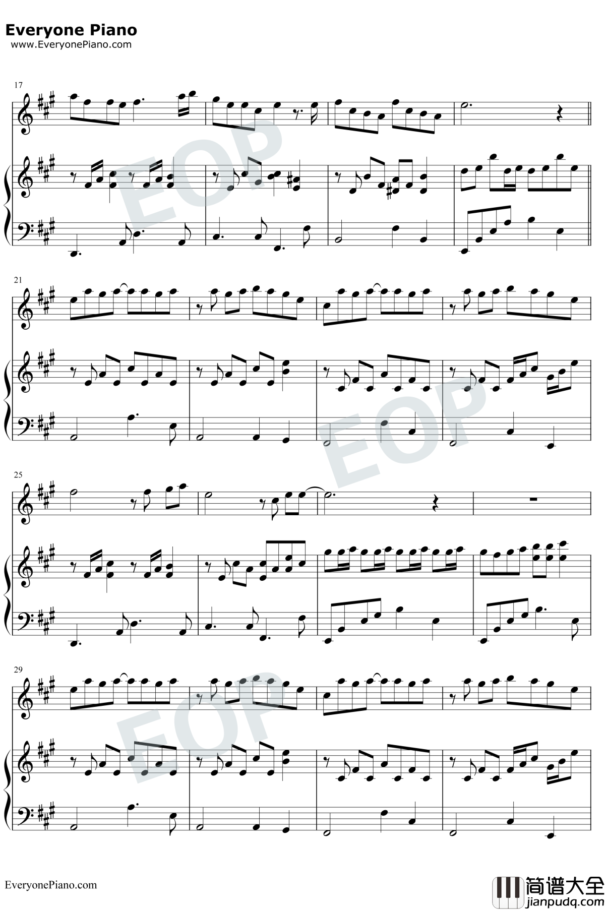 逆光_钢琴谱_孙燕姿