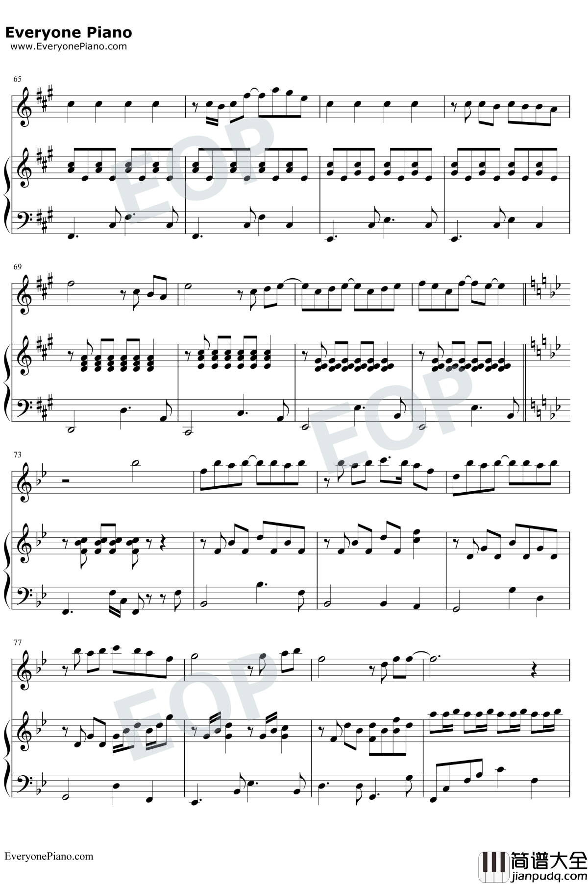 逆光_钢琴谱_孙燕姿