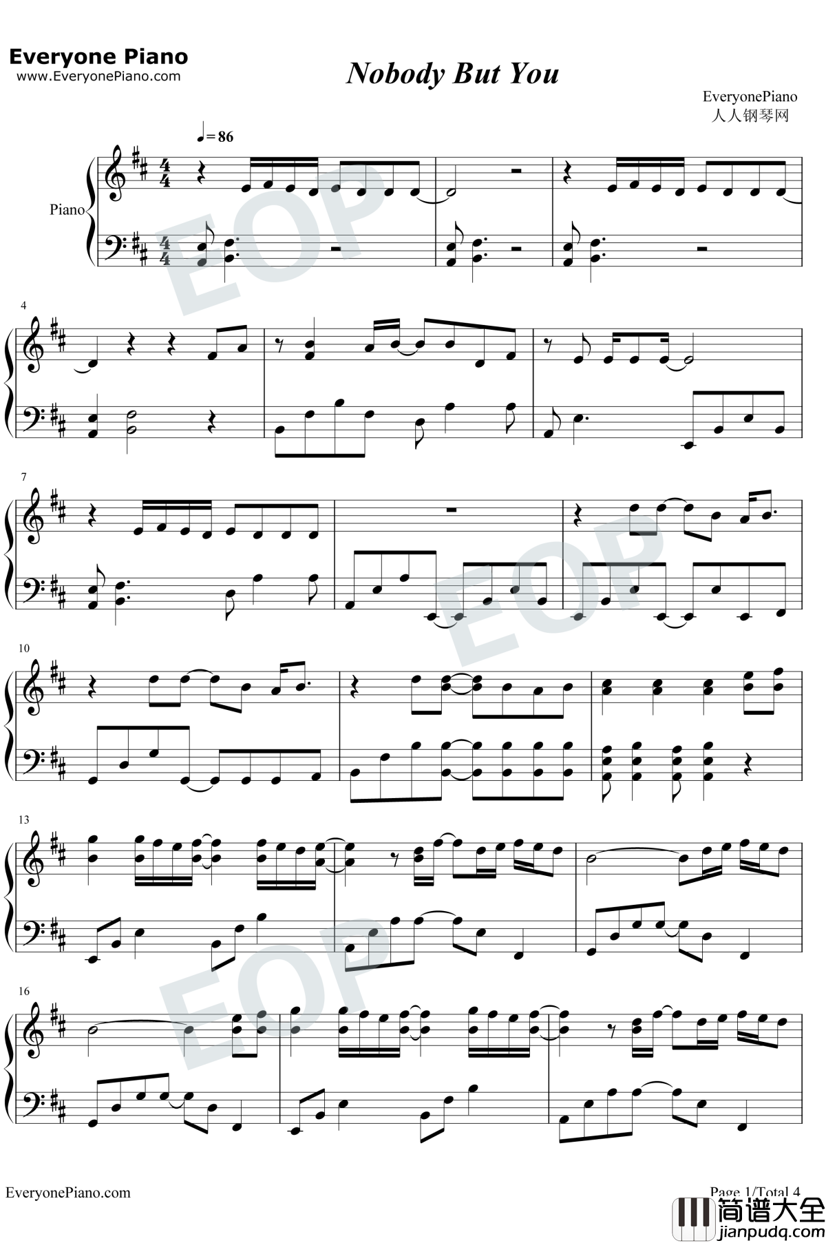Nobody_But_You钢琴谱_Cesar_Sampson