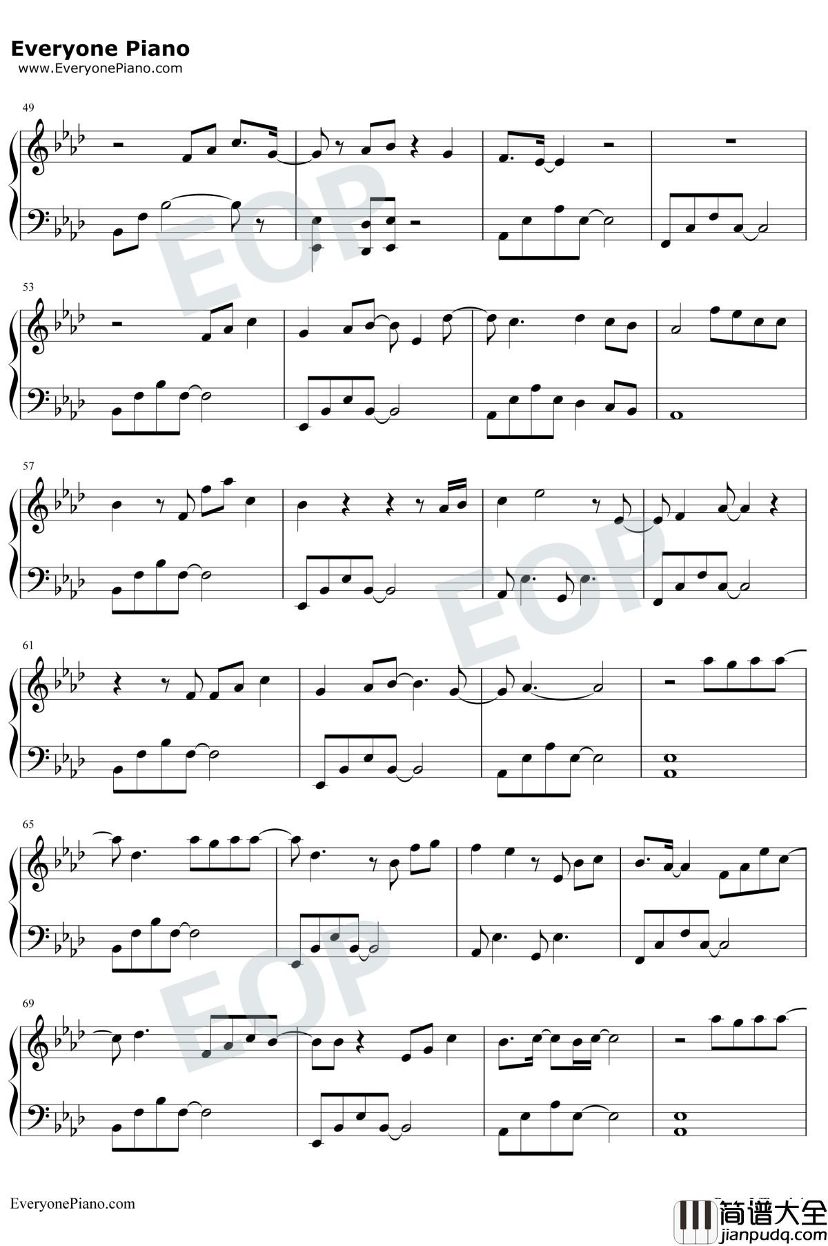 肆无忌惮钢琴谱_薛之谦