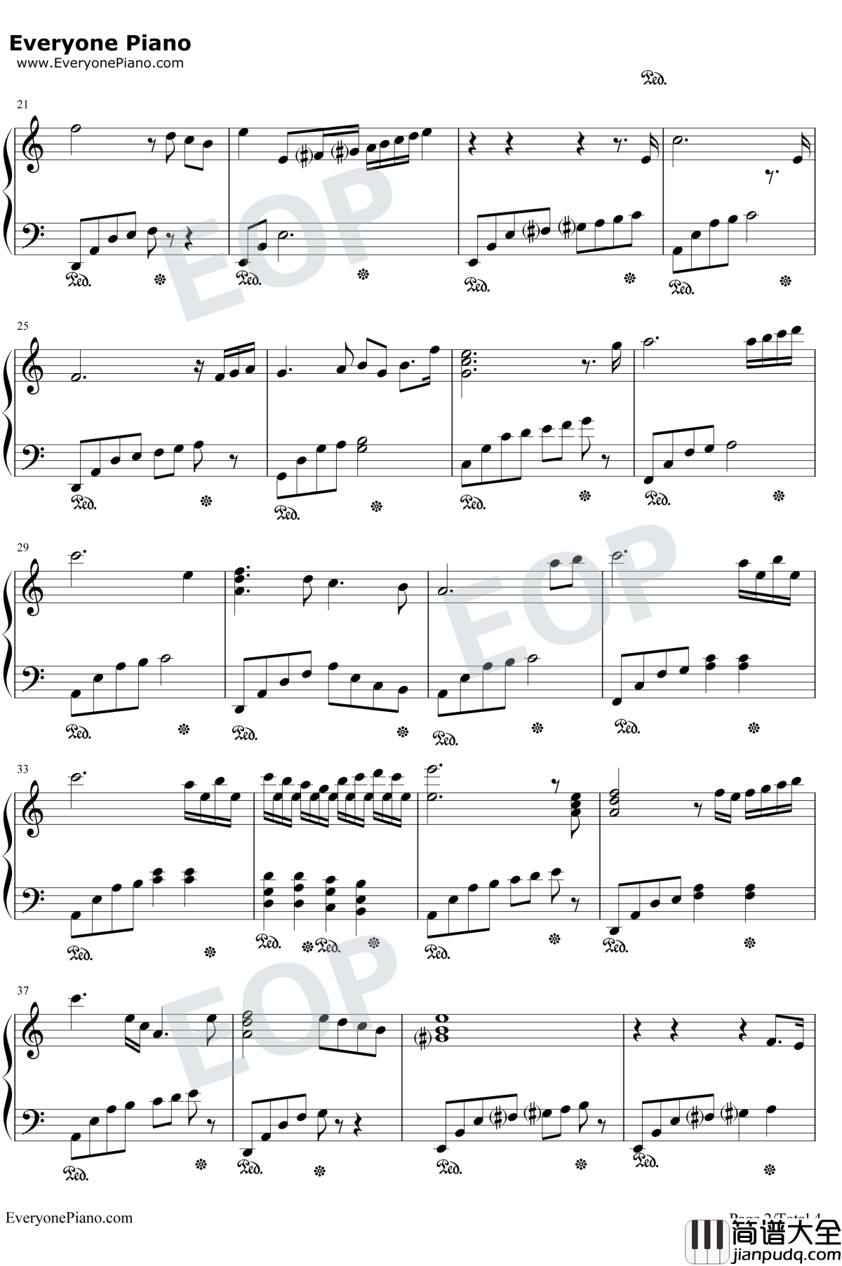 Tears钢琴谱_The_Daydream_眼泪_C调简易版