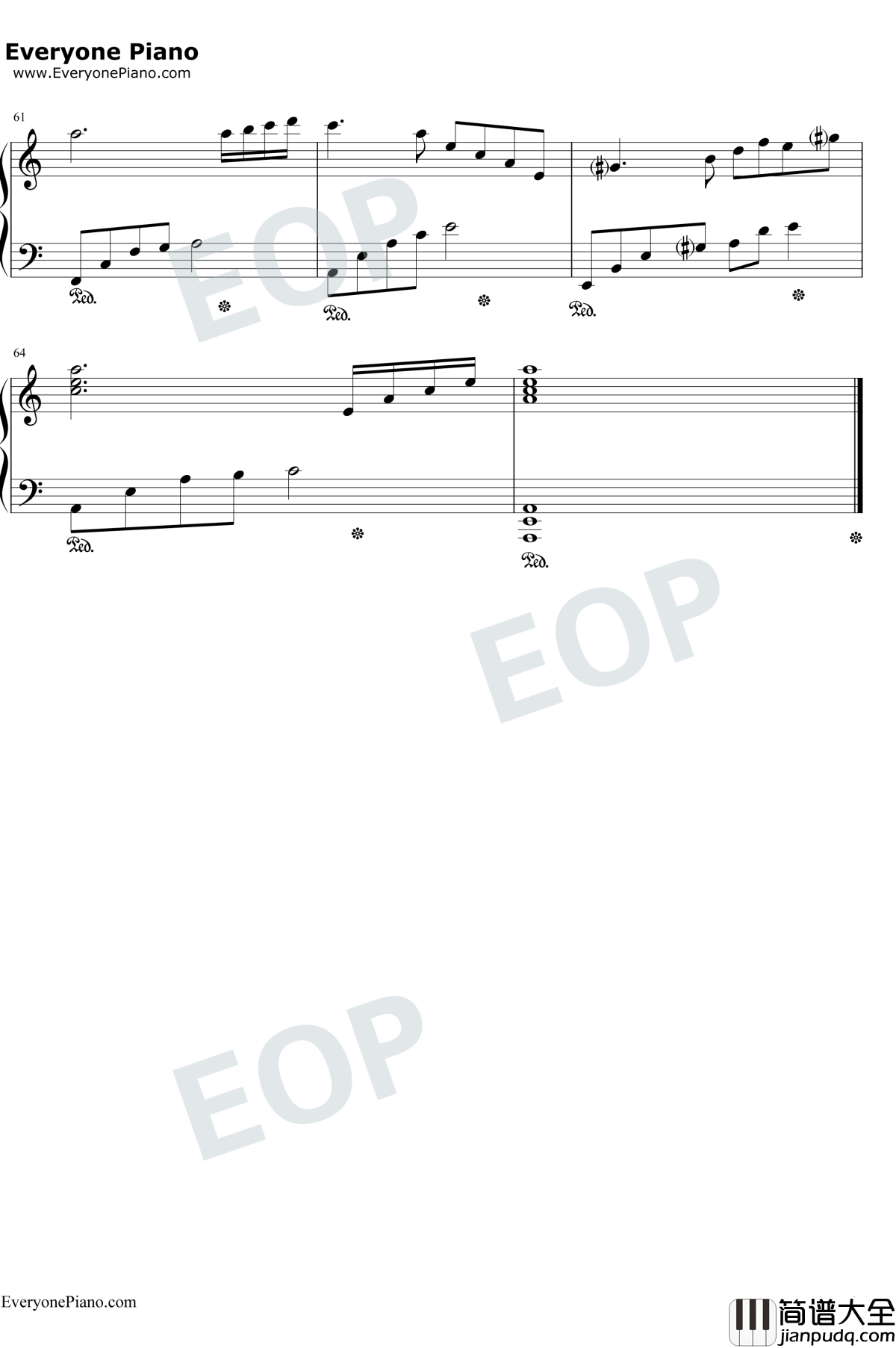 Tears钢琴谱_The_Daydream_眼泪_C调简易版