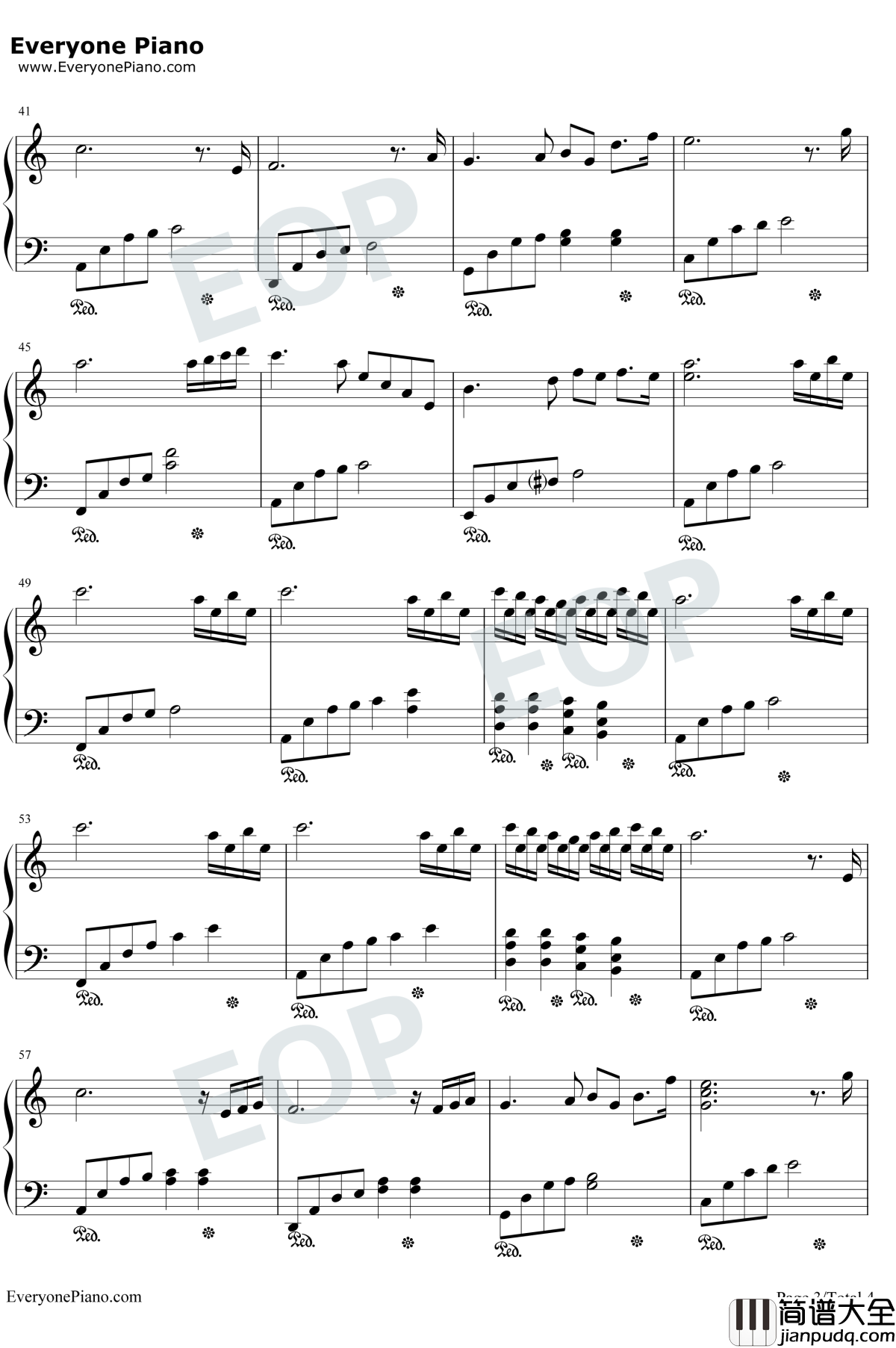 Tears钢琴谱_The_Daydream_眼泪_C调简易版