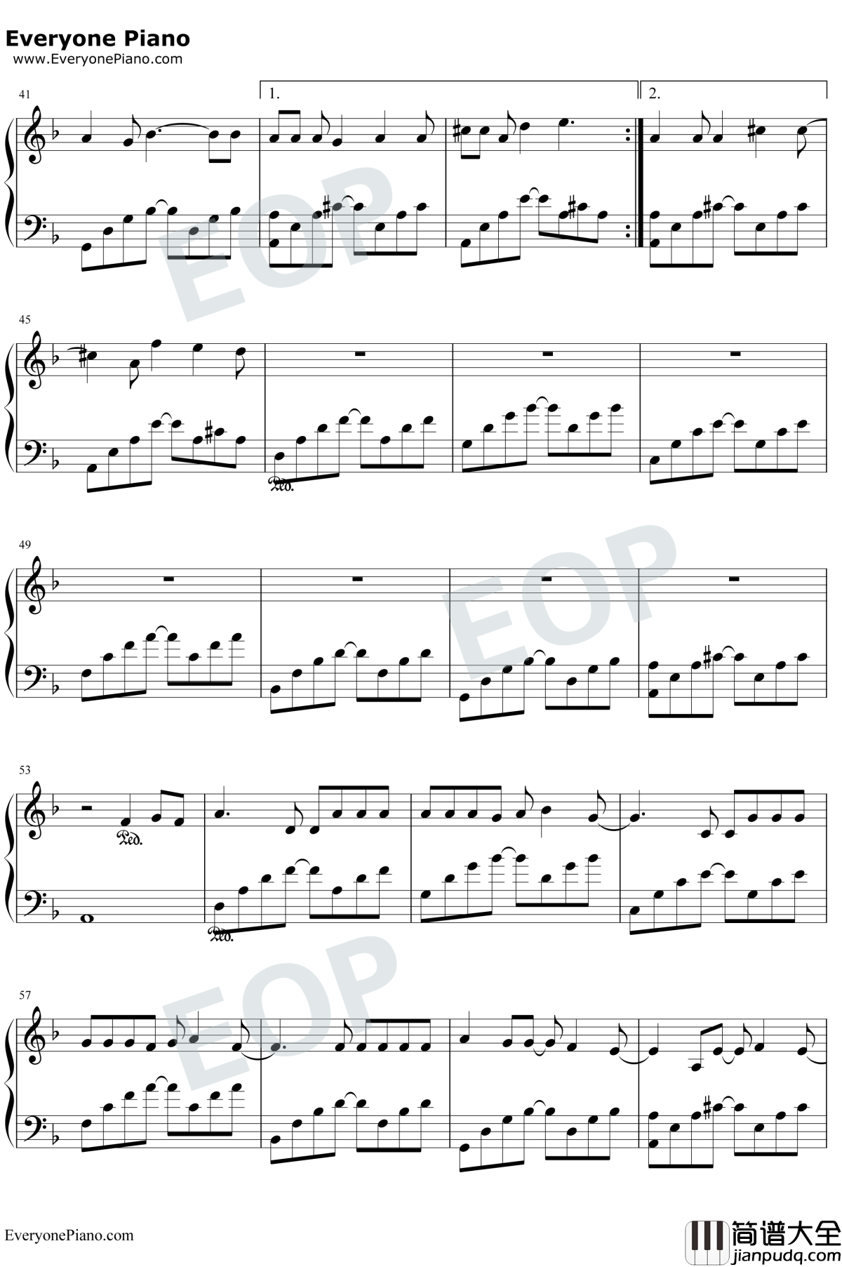 苦笑钢琴谱_汪苏泷