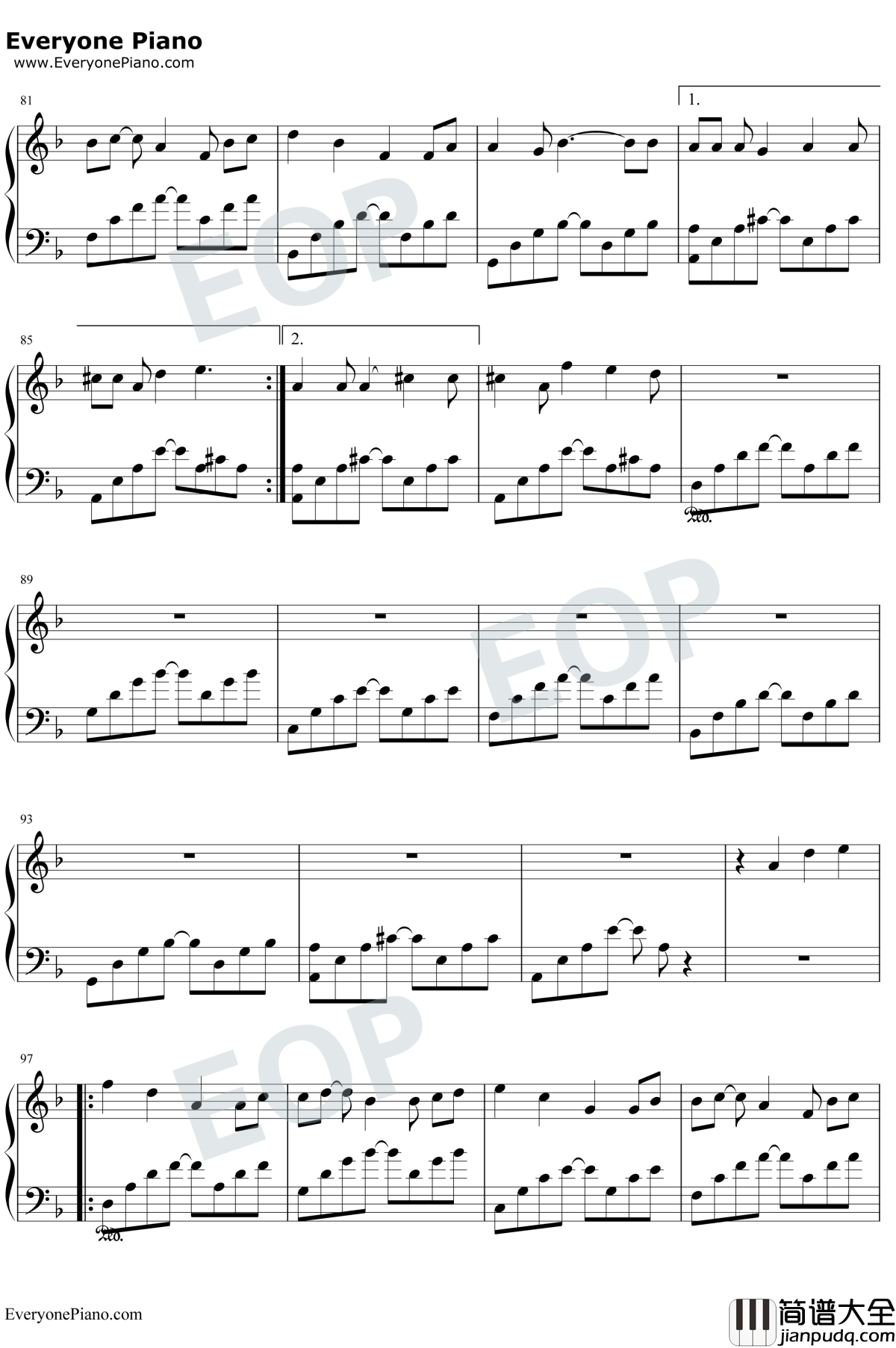 苦笑钢琴谱_汪苏泷