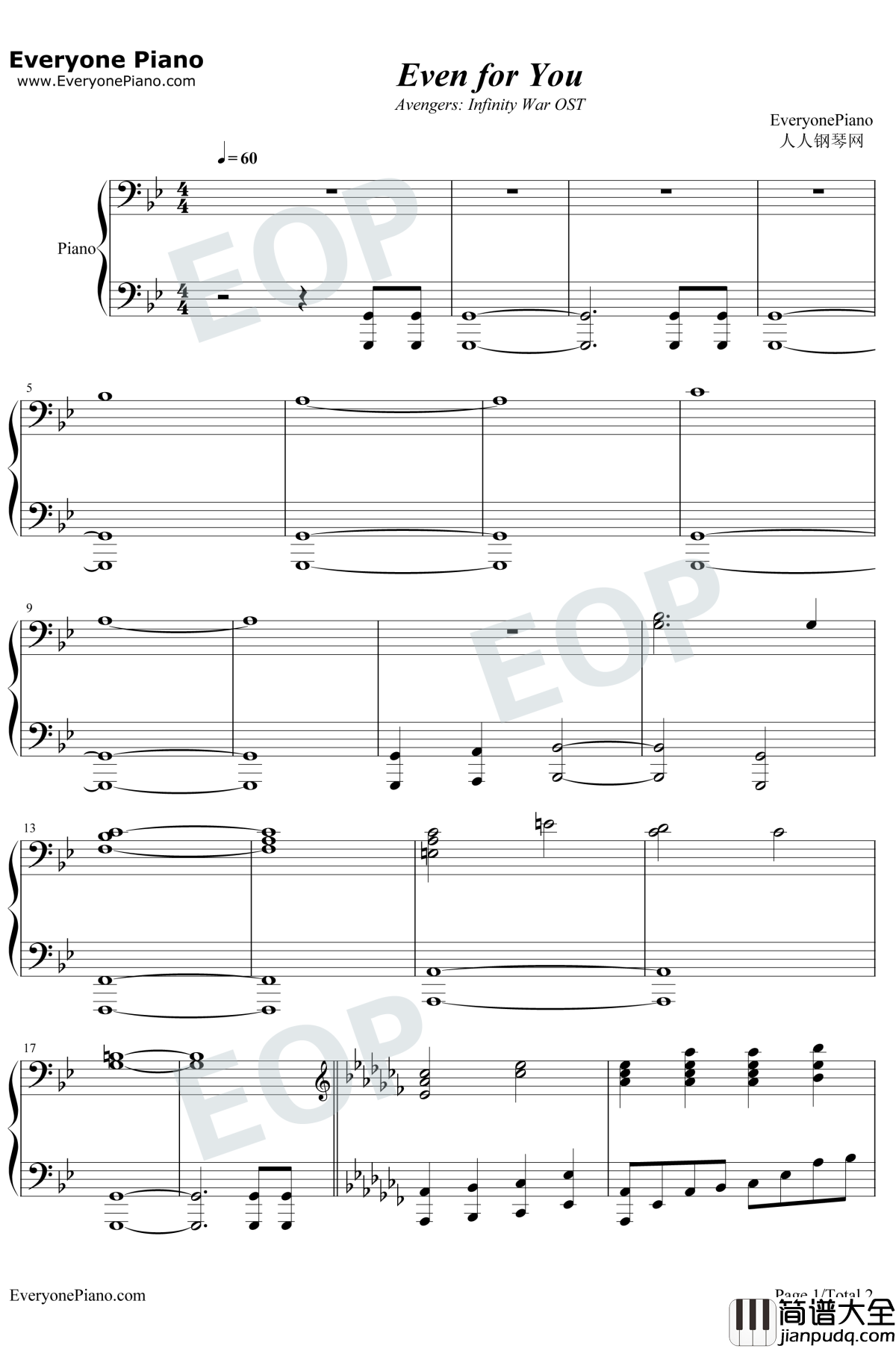 Even_For_You钢琴谱_Alan_Silvestri