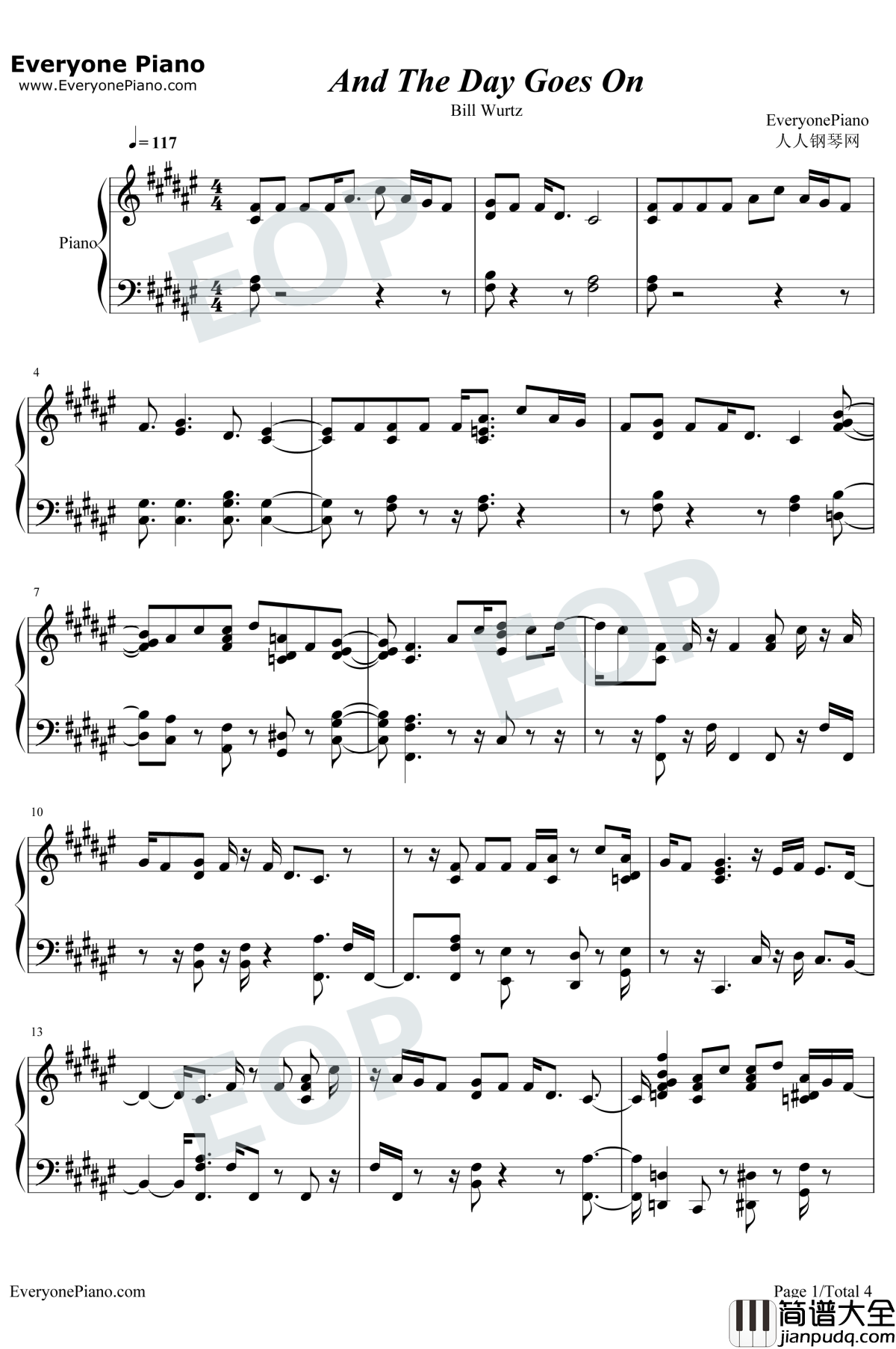 And_the_Day_Goes_On钢琴谱_Bill_Wurtz