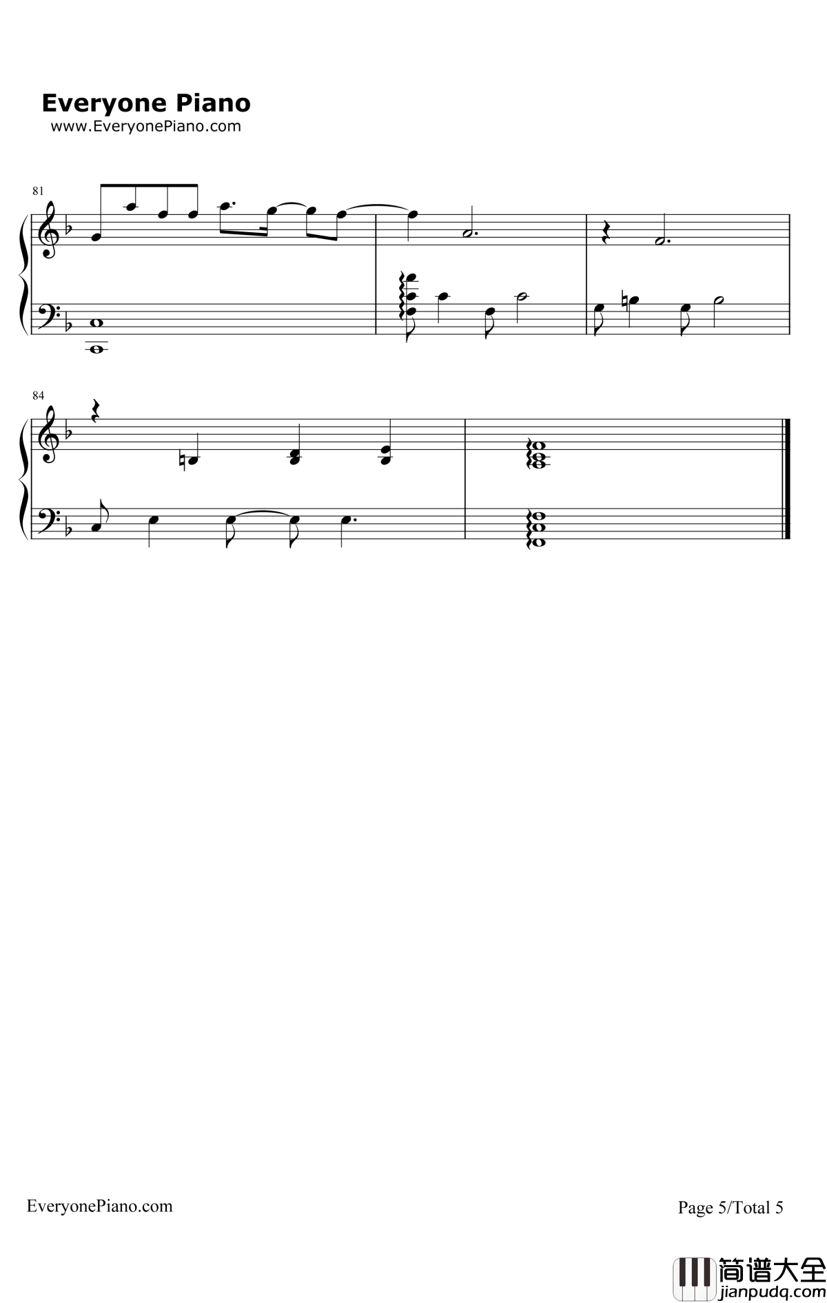 小幸运钢琴谱_Hebe/田馥甄