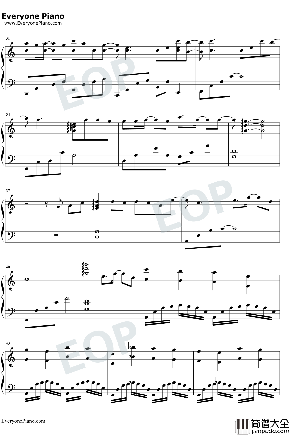 时间有泪钢琴谱_张碧晨