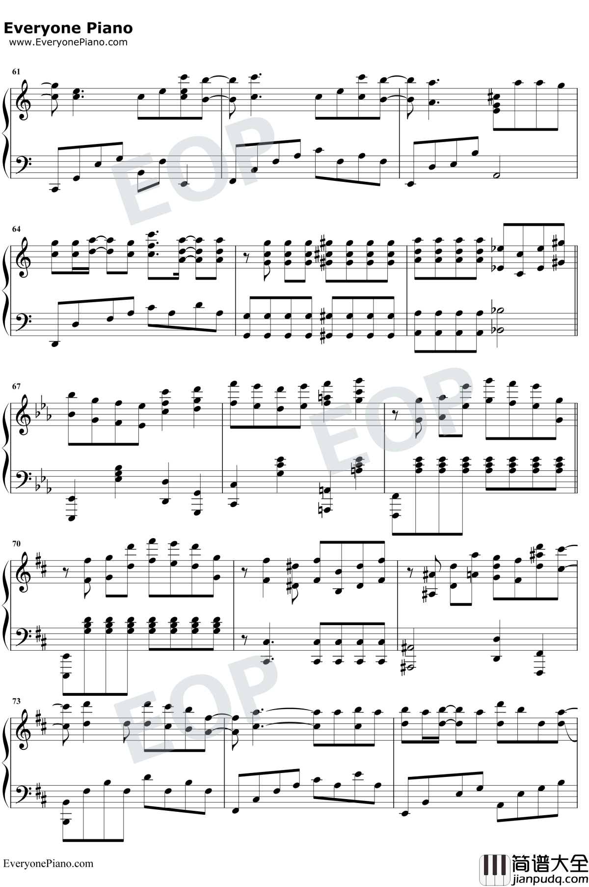 时间有泪钢琴谱_张碧晨